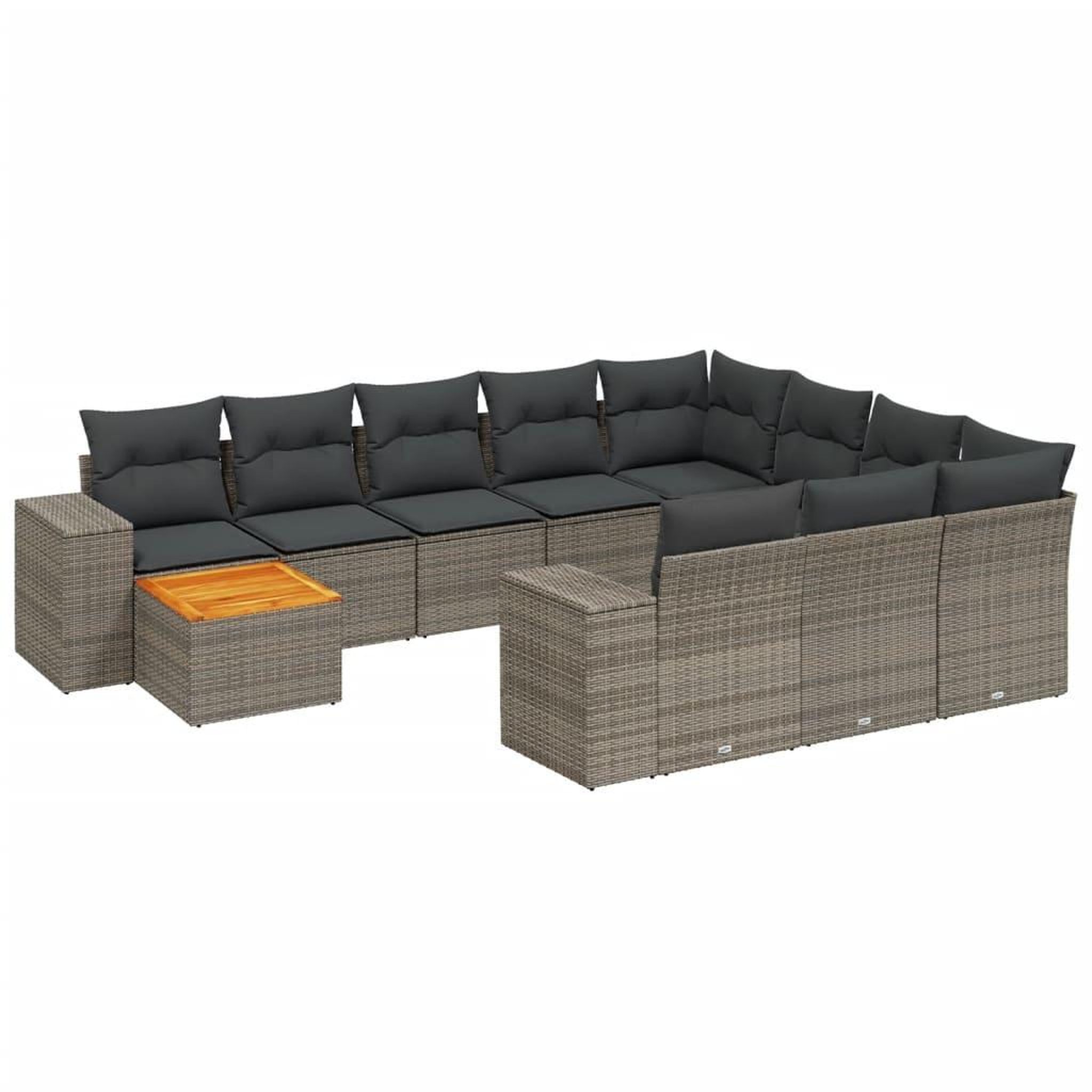 Voir la diapositive 2 : VIDAXL Salon de jardin 11 pcs avec coussins gris resine tressee