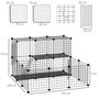 Voir la diapositive 3 : PAWHUT Cage parc enclos rongeurs modulable dim. L 105 x l 105 x H 70 cm 2 niveaux 2 portes rampe résine PP fil métallique noir