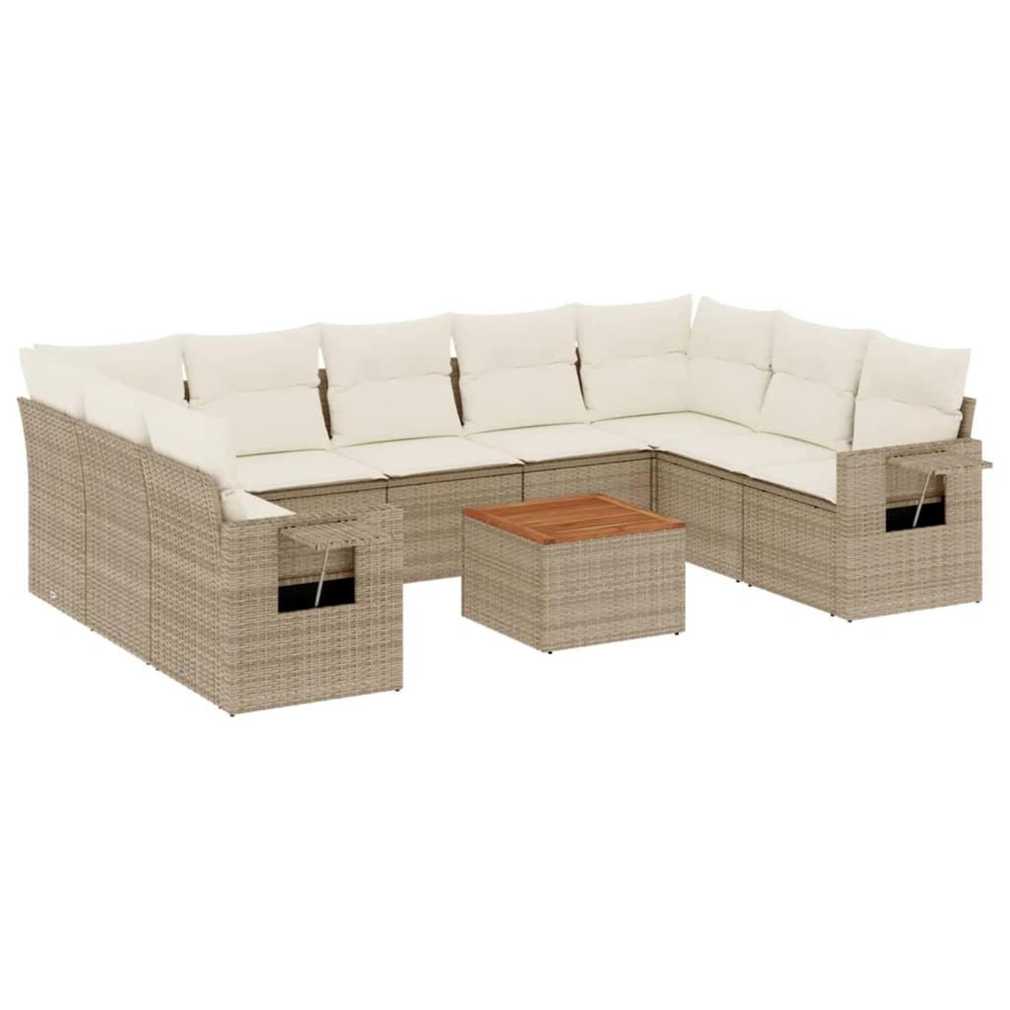 Voir la diapositive 2 : VIDAXL Salon de jardin avec coussins 10 pcs beige resine tressee
