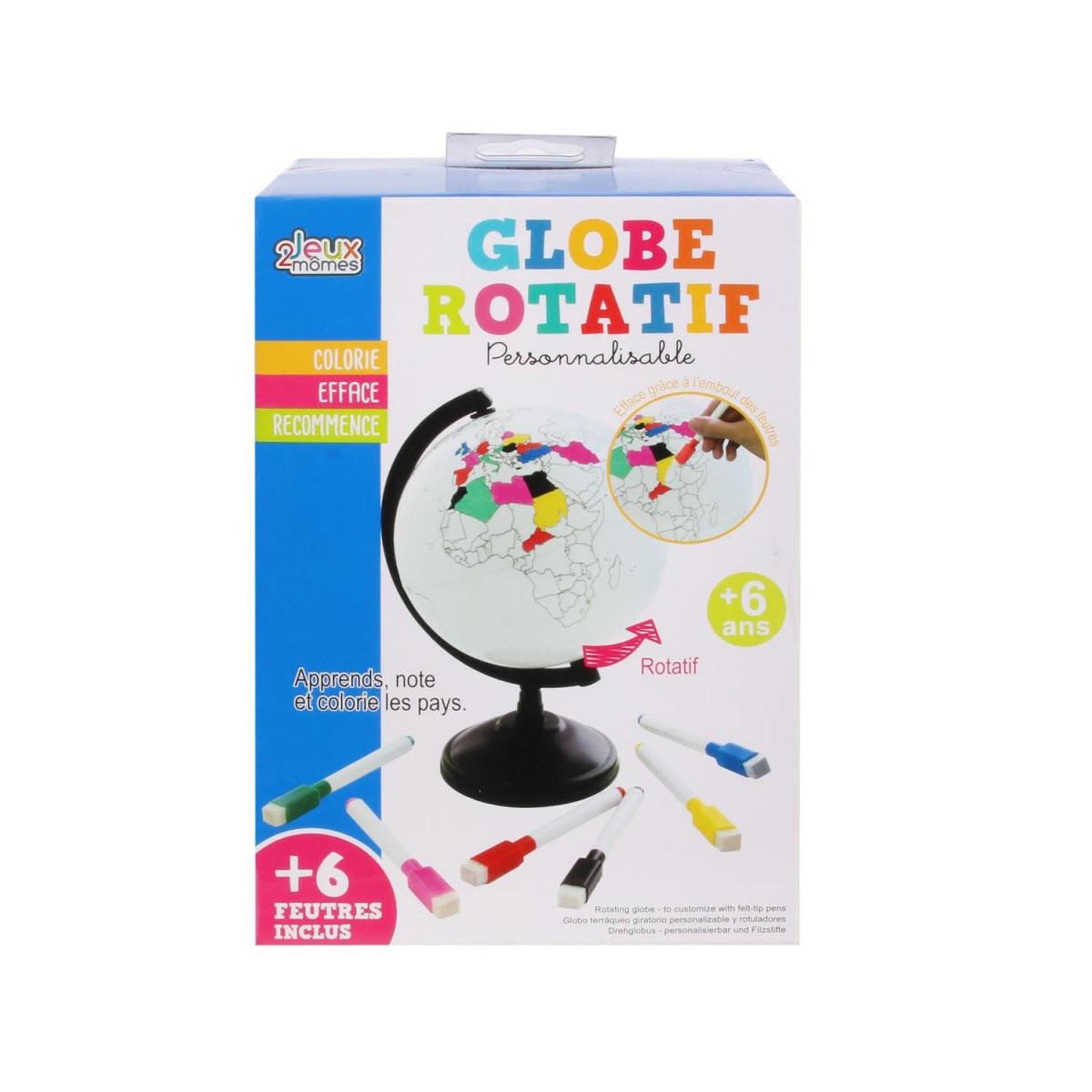 Voir la diapositive 3 : Jeux 2 momes Globe Rotatif à Personnaliser  Feutres  22cm Blanc
