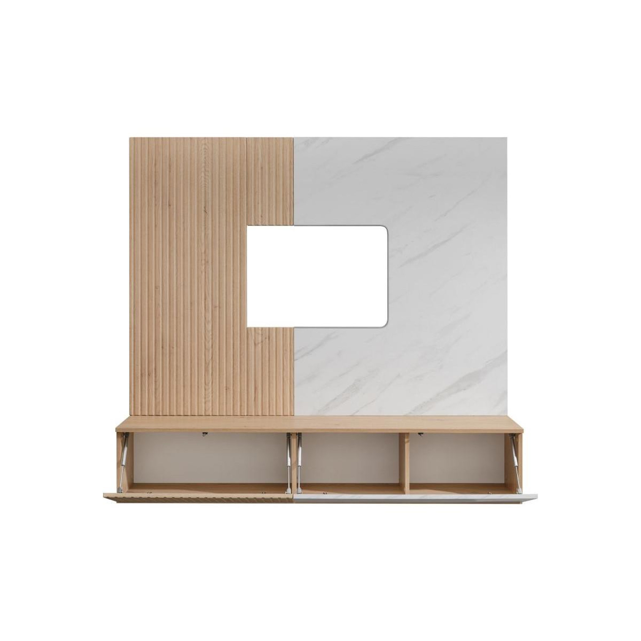 Voir la diapositive 3 : Paris Prix Ensemble meuble tv  kip  160cm blanc & naturel