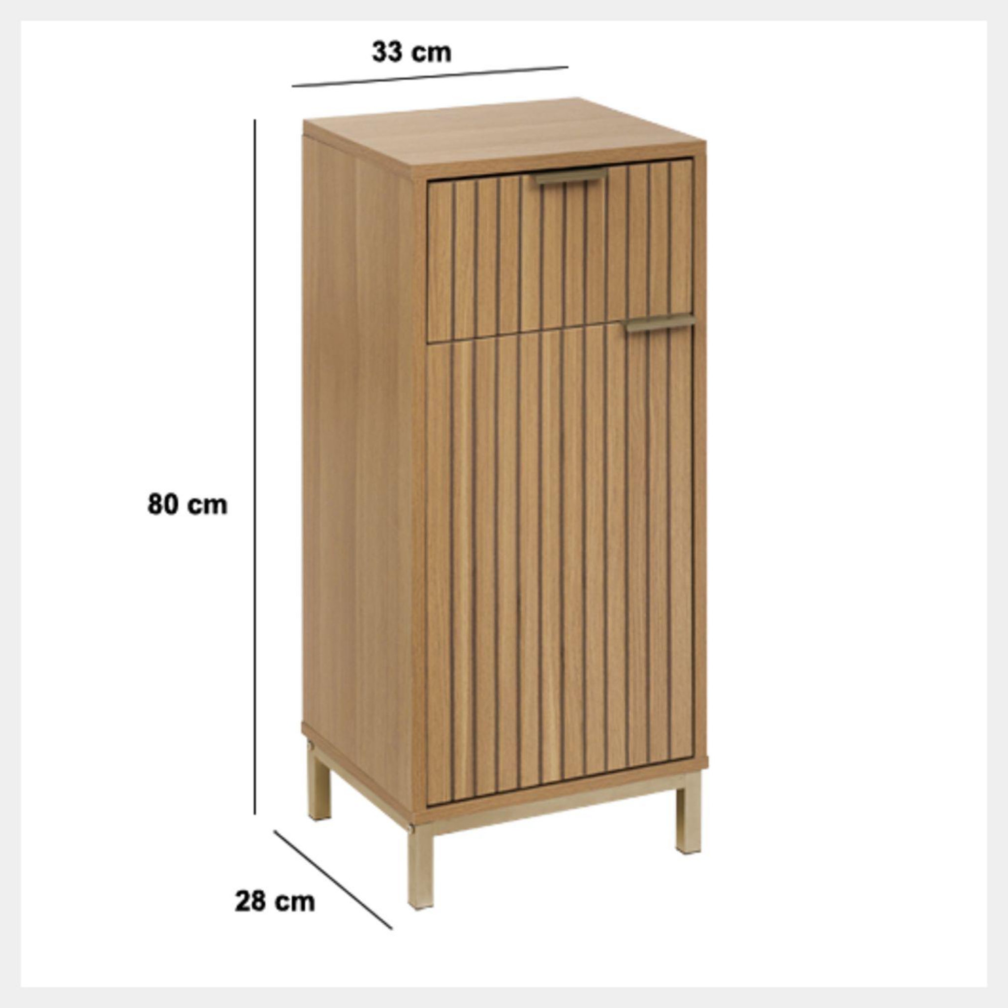 Voir la diapositive 3 : FIVE Meuble bas 1 porte et 1 tiroir en bois tasso - beige