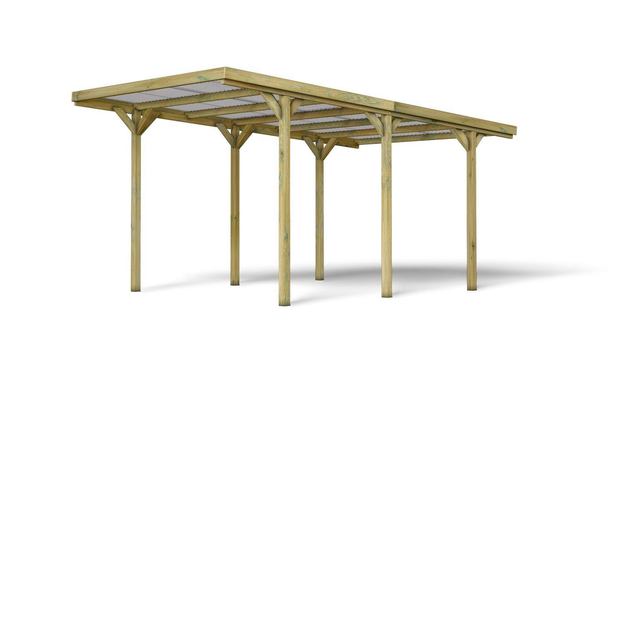 Voir la diapositive 2 : Forest Style Carport toit plat - Bois traité autoclave - 15,6 m² - JEAN