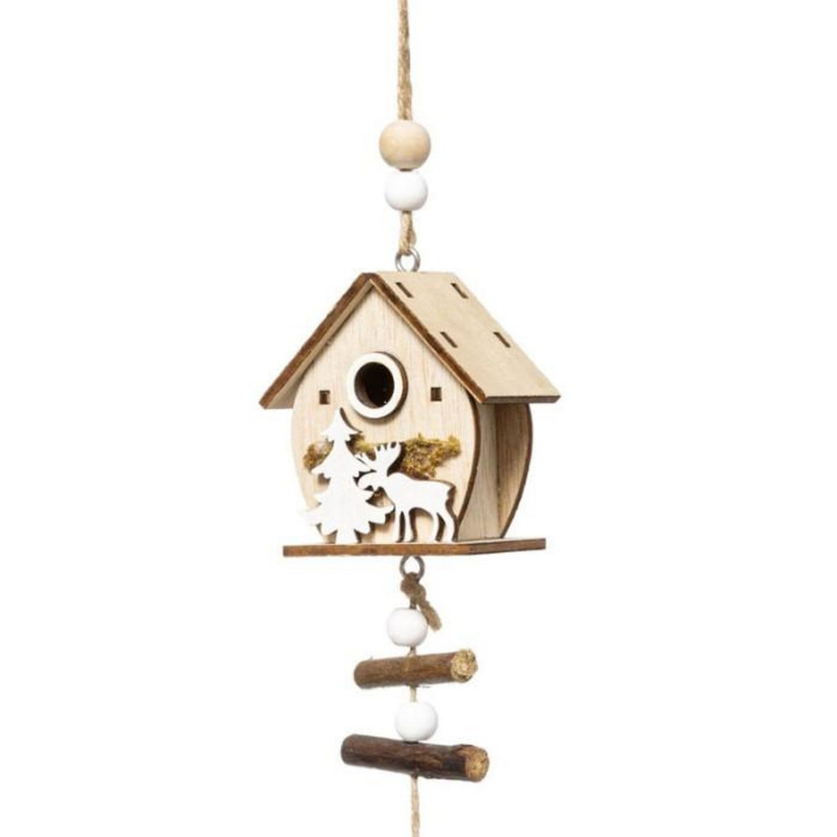 FEERIC LIGHT & CHRISTMAS Guirlande de Noël Maison & Cerf  Glacé  150cm Naturel