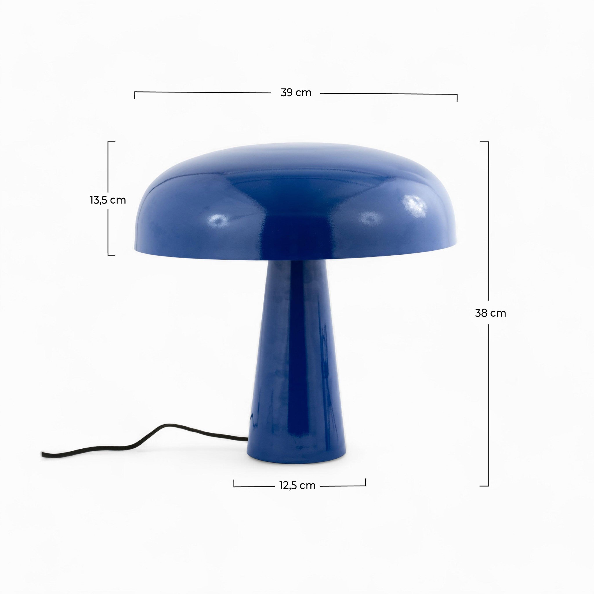 Voir la diapositive 4 : MAISON PAVANE Lampe à poser en métal bleu foncé-livia