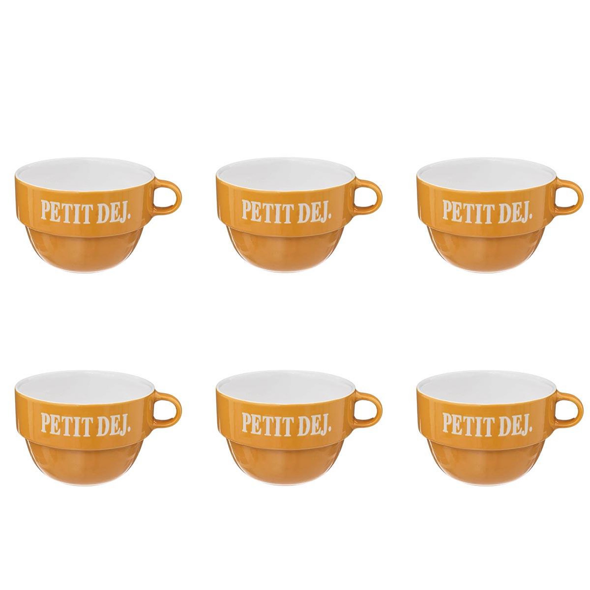 SECRET DE GOURMET Lot de 6 tasses en faïence  colorama  62cl jaune
