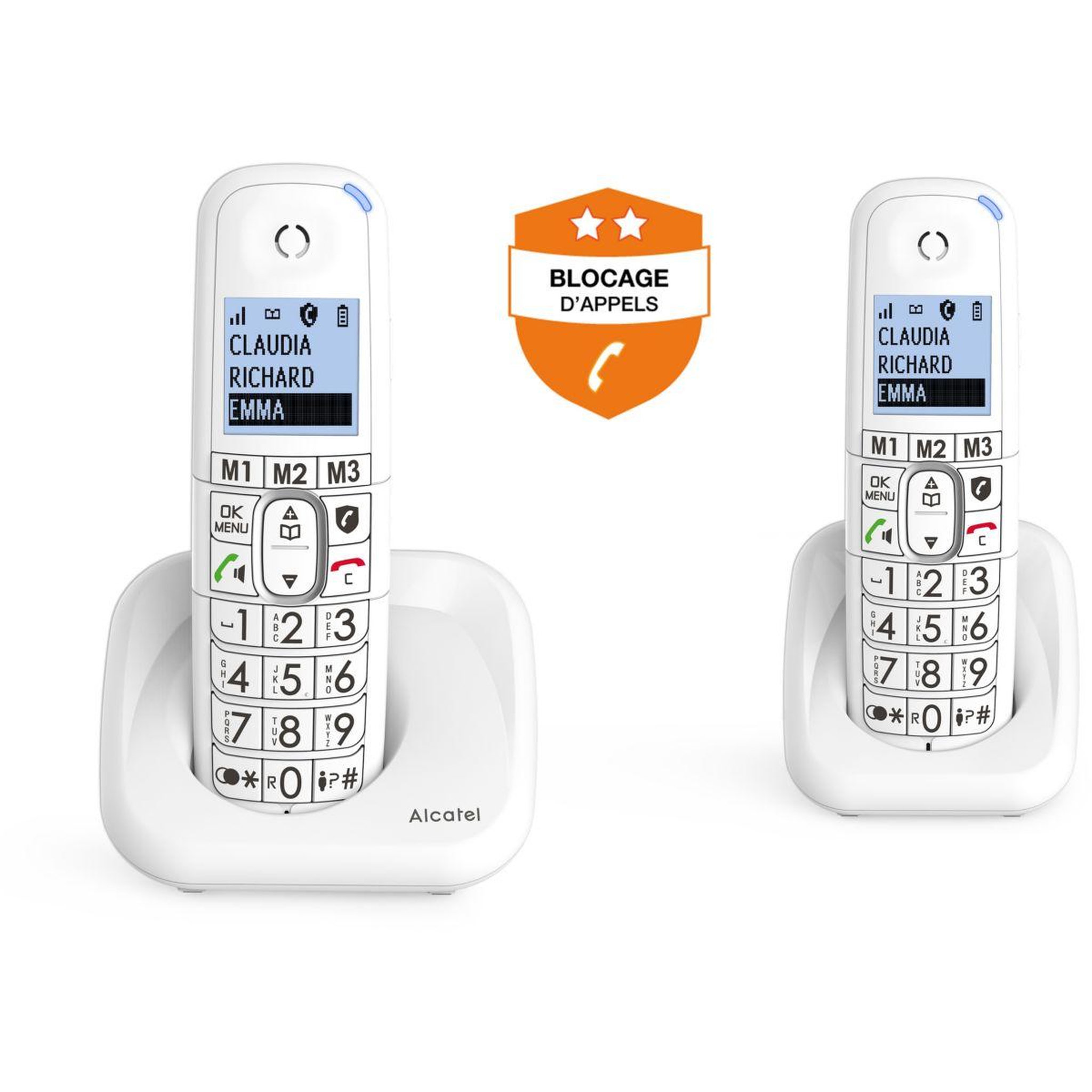 Voir la diapositive 2 : Alcatel Téléphone sans fil XL785 Duo Blanc