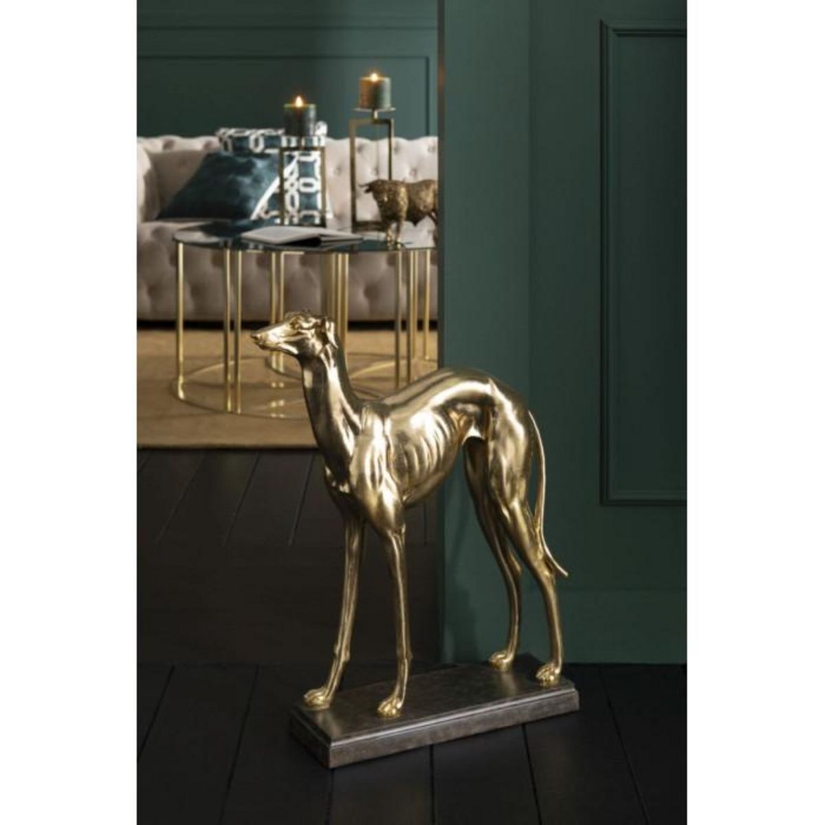 Paris Prix Statue Déco Lévrier  Droit  62cm Or