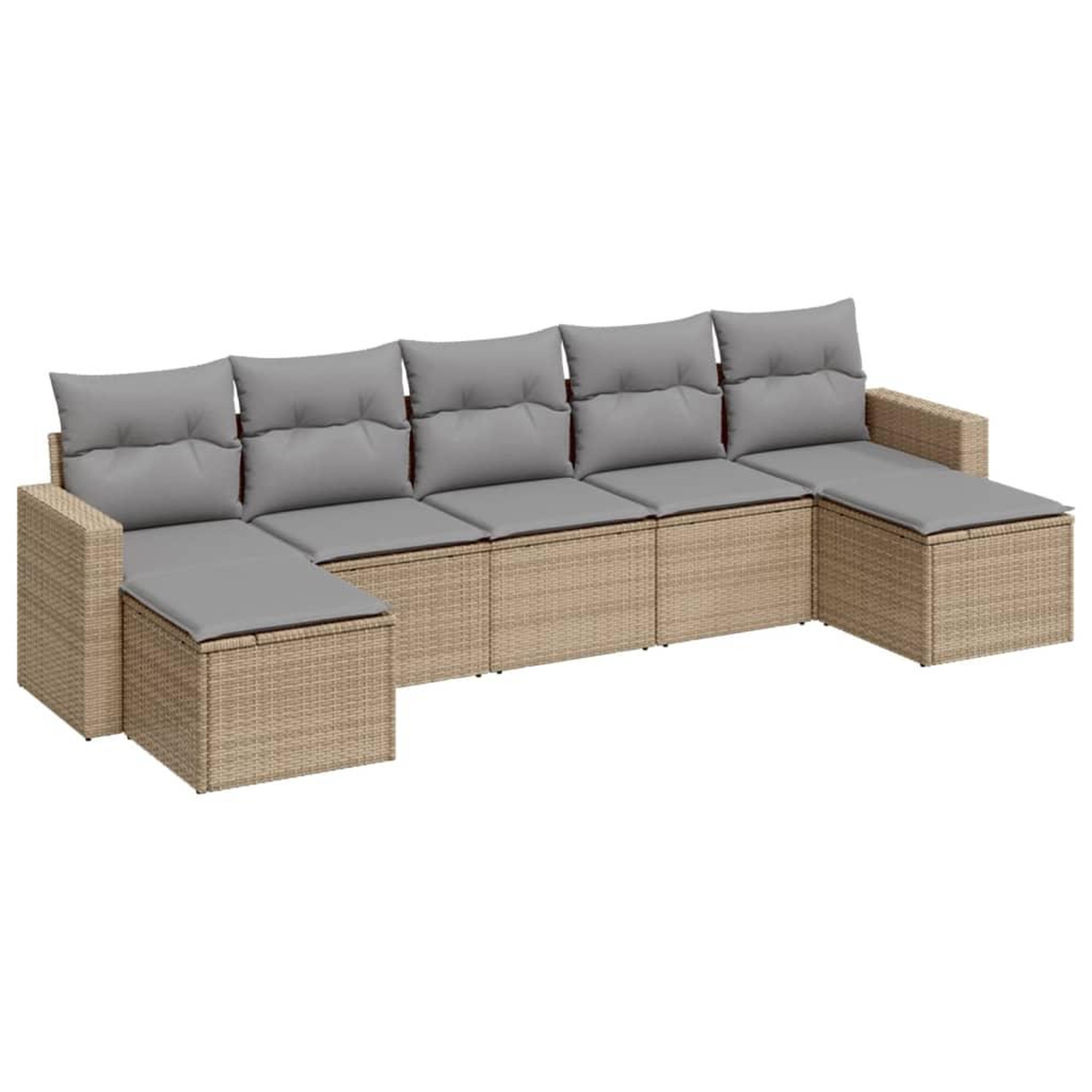 Voir la diapositive 2 : VIDAXL Salon de jardin avec coussins 7 pcs beige resine tressee
