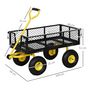 Voir la diapositive 3 : OUTSUNNY Chariot de jardin en acier - chariot de transport - côtés amovibles, poignée rotative - max. 200 Kg - noir jaune