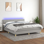 VIDAXL Sommier a lattes de lit et matelas et LED Gris clair 180x200 cm