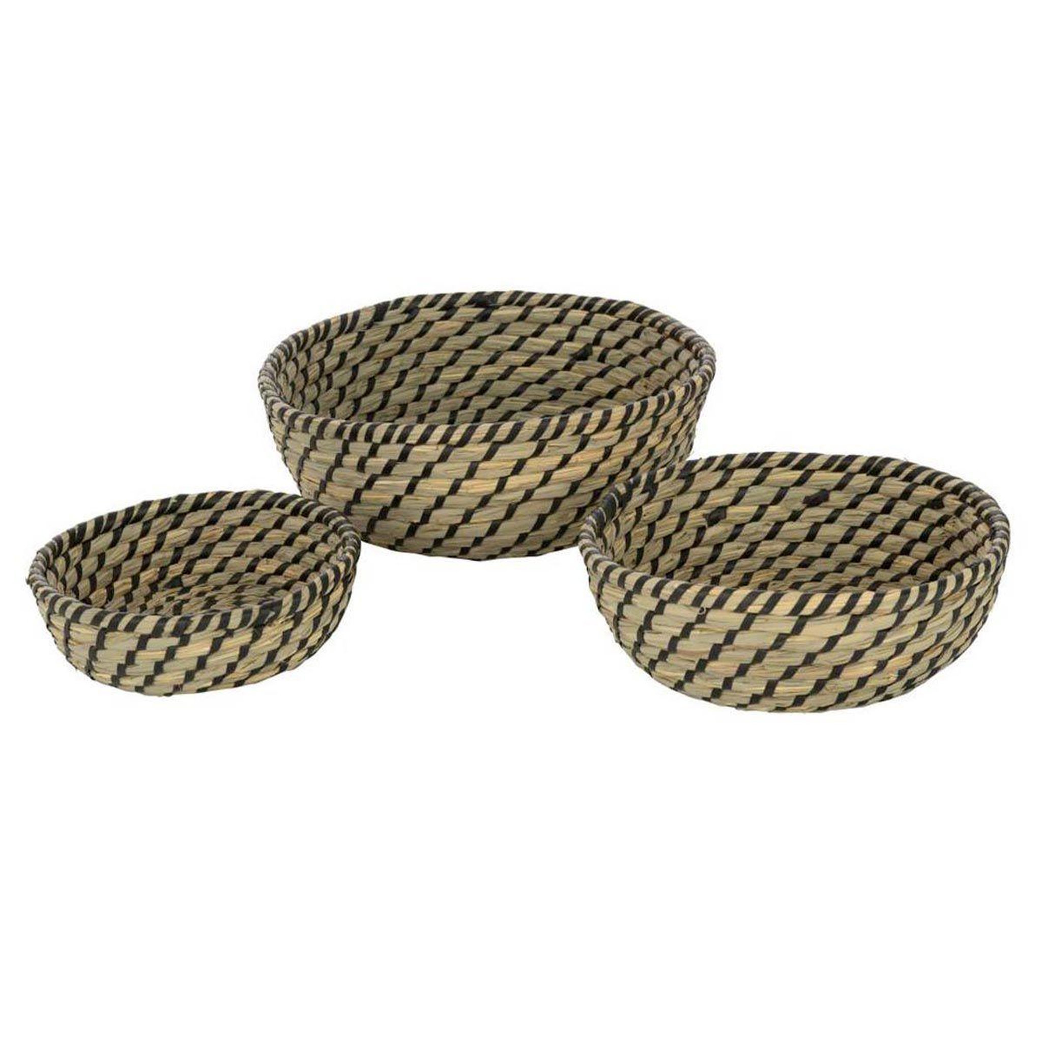 Voir la diapositive 1 : J-LINE Lot de 3 coupelles déco  daren  32cm naturel & noir