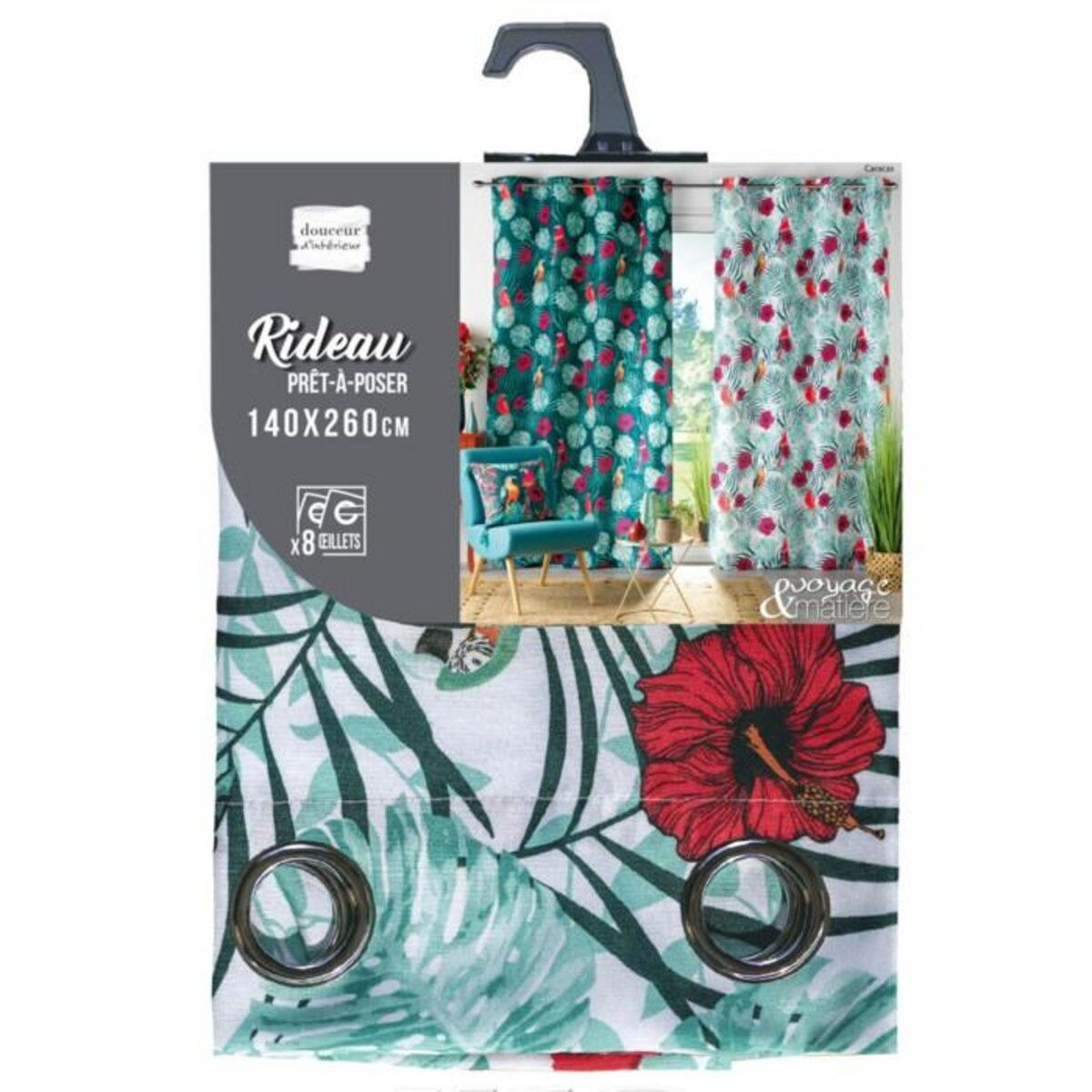 Paris Prix Rideau à Œillets Imprimé  Caracas  140x260cm Blanc