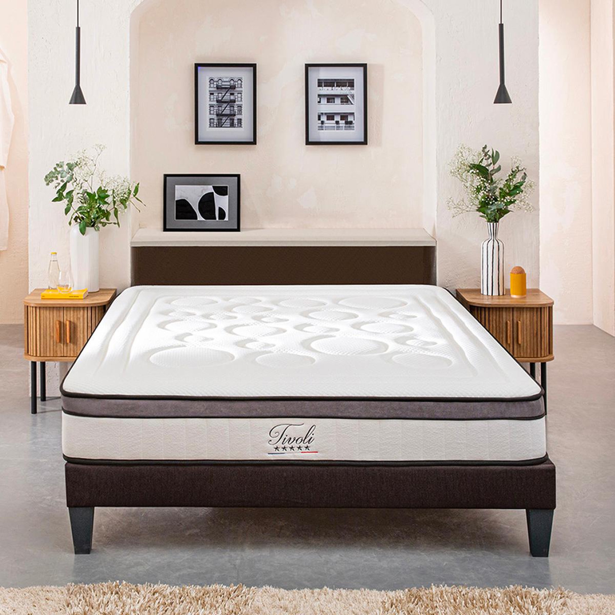 Voir la diapositive 2 : BELLECOUR Bellecour literie | ensemble tivoli | matelas mémoire de forme + sommier bois
