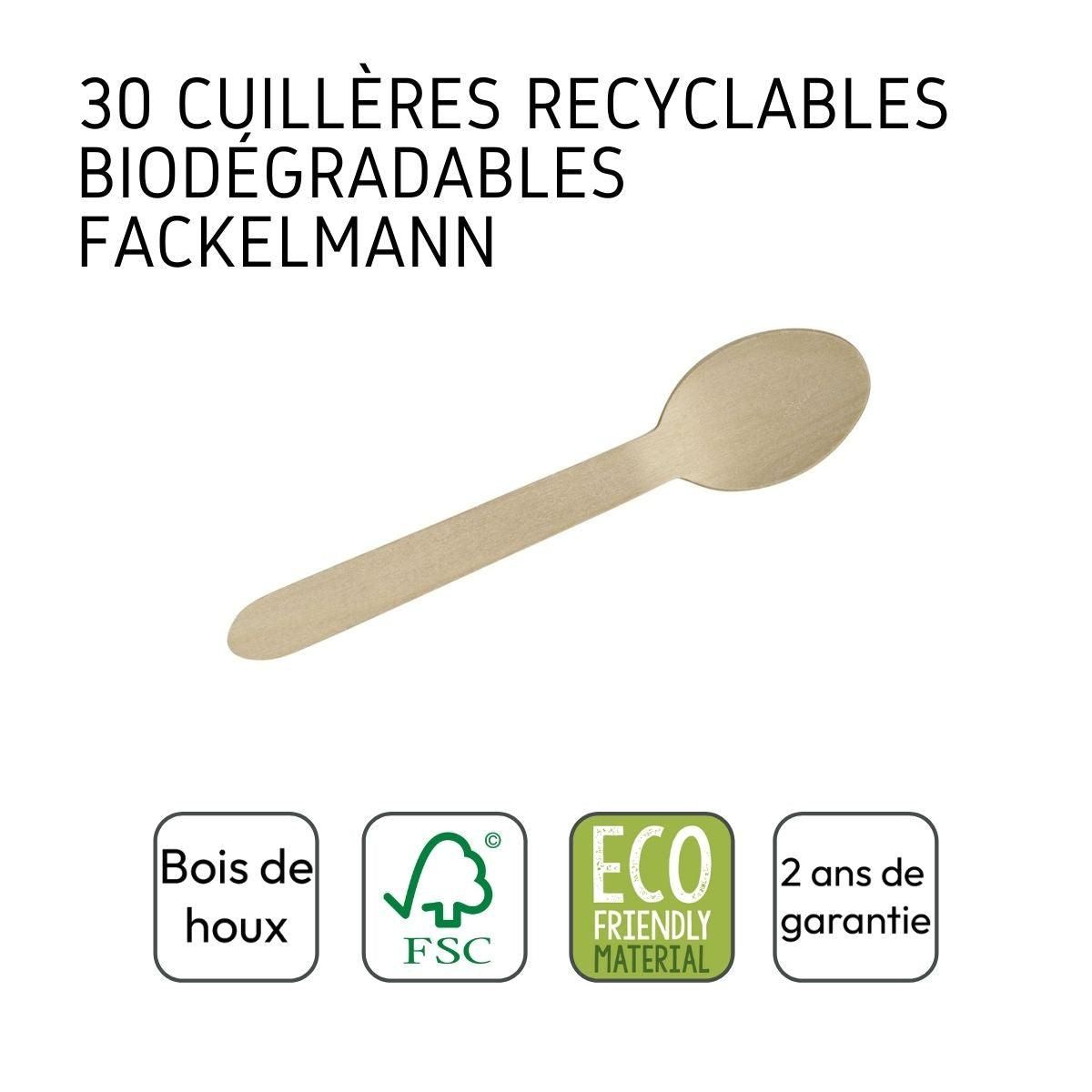 Fackelmann Lot de 30 cuillère à café en bois pour pique-nique Fackelmann Move
