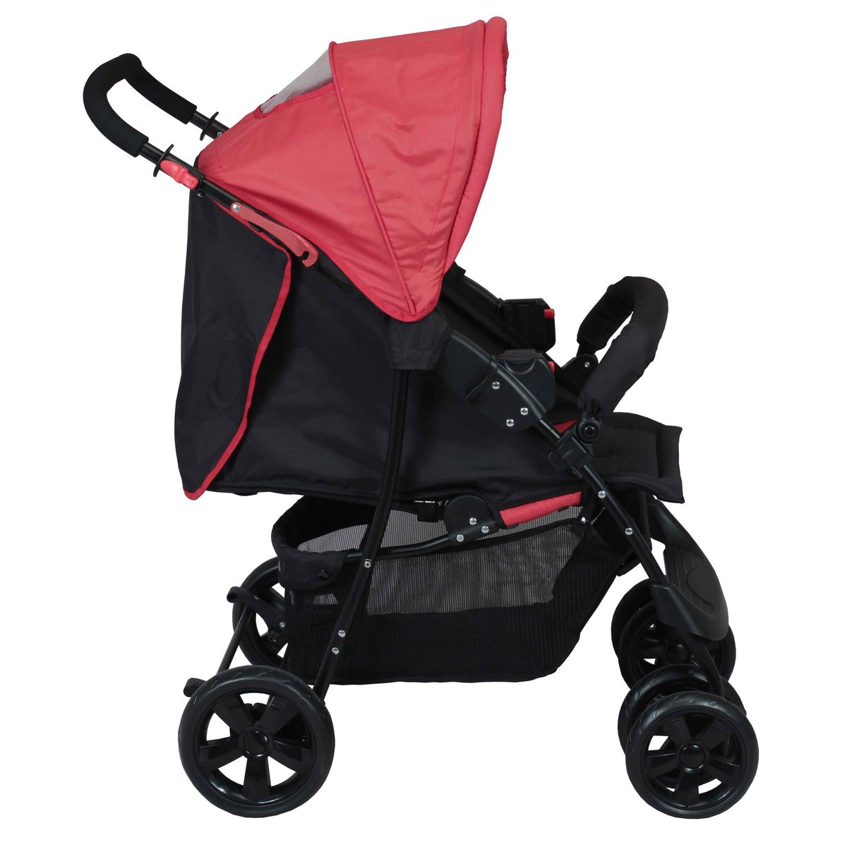 BAMBISOL Poussette combinée trio 4 roues noire et rouge