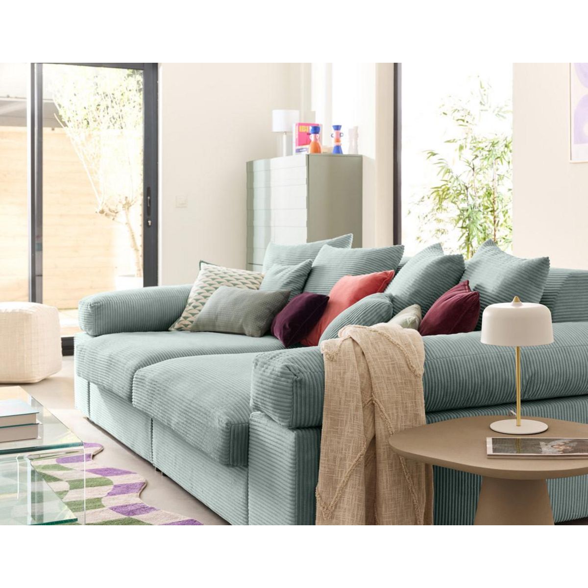 LISA DESIGN Aspen - canapé 4 places - assise profonde - velours côtelé