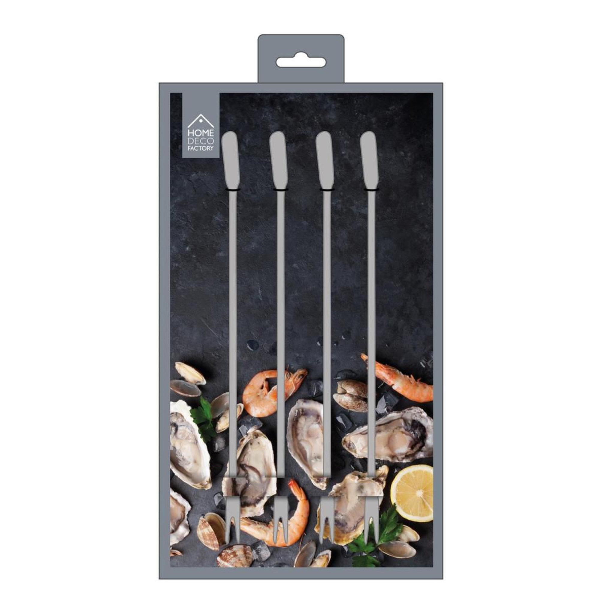 Voir la diapositive 2 : The Home Deco Factory Lot de 4 curettes à crustacés  métal  18cm argent
