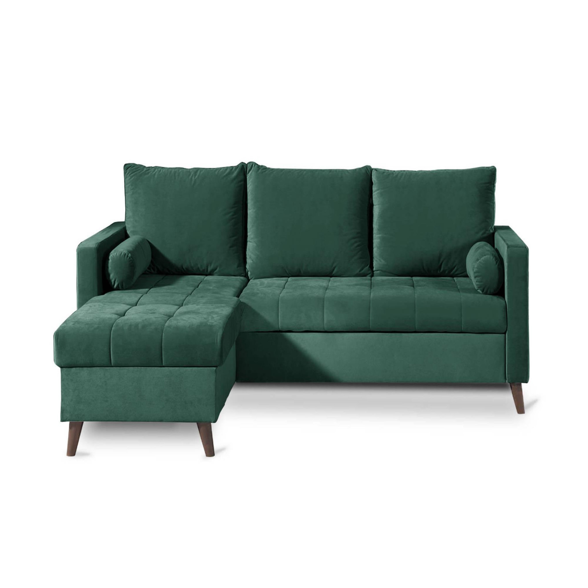 Voir la diapositive 1 : BEST MOBILIER Polar - canapé d'angle réversible convertible - en velours au design scandinave - 4 places