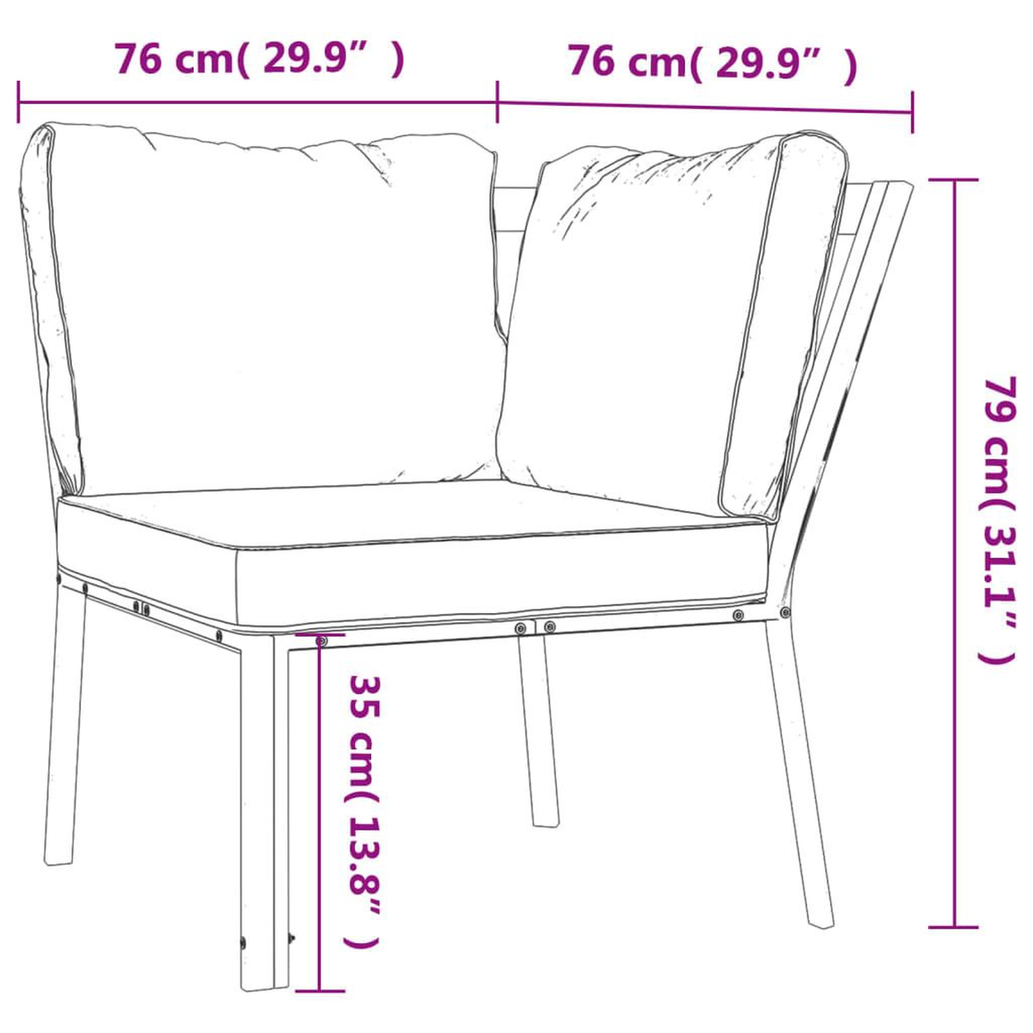 Voir la diapositive 6 : VIDAXL Chaise de jardin avec coussins sable 76x76x79 cm acier