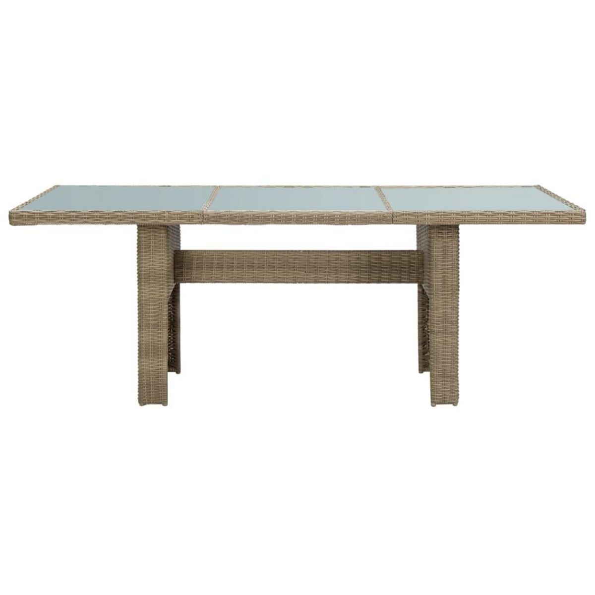 VIDAXL Table a manger Marron 200x100x74 cm Verre et resine tressee