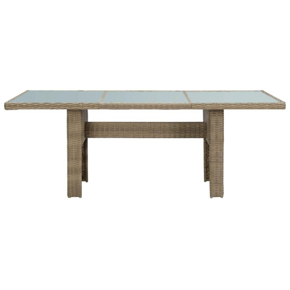 VIDAXL Table a manger Marron 200x100x74 cm Verre et resine tressee