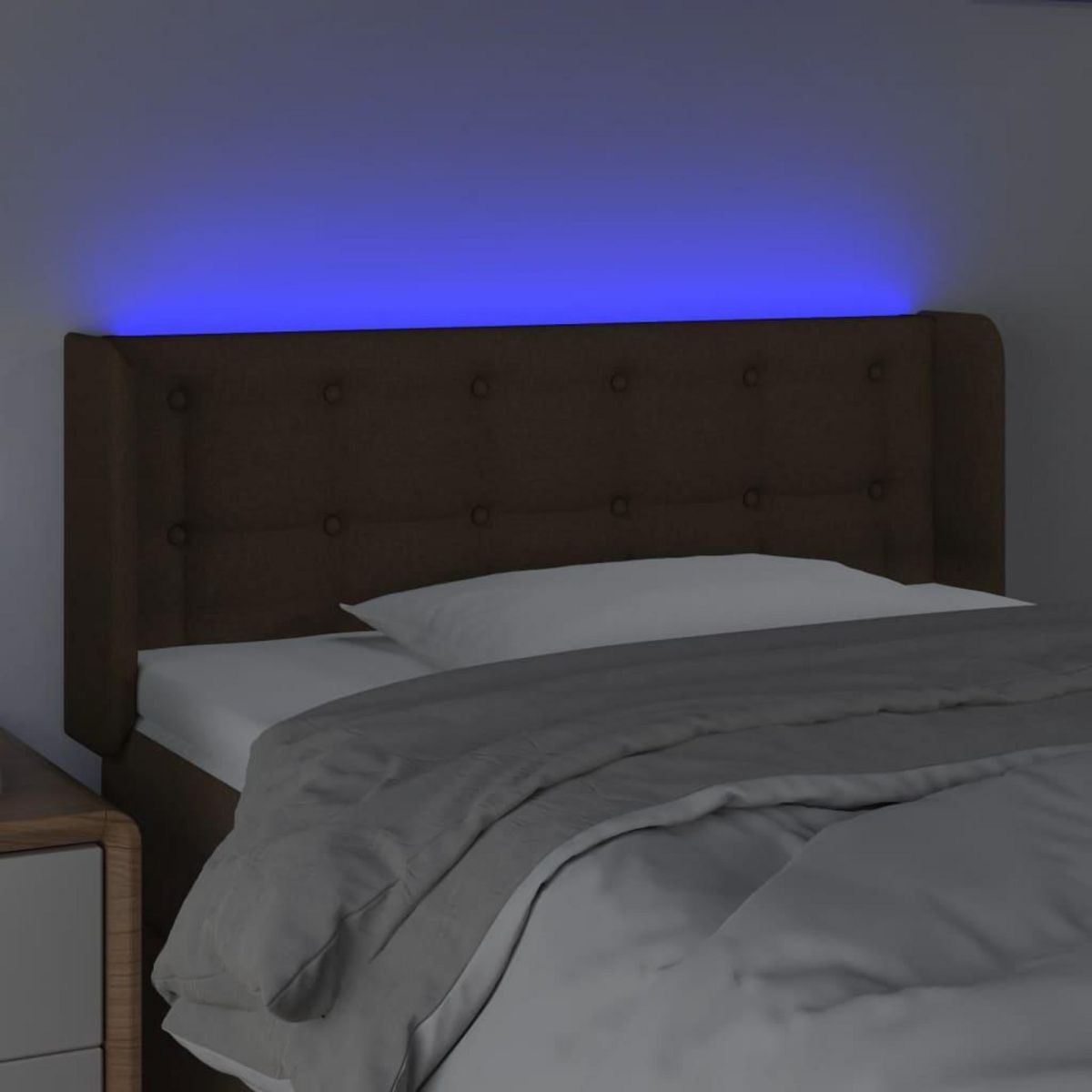 VIDAXL Tete de lit a LED Marron fonce 103x16x78/88 cm Tissu