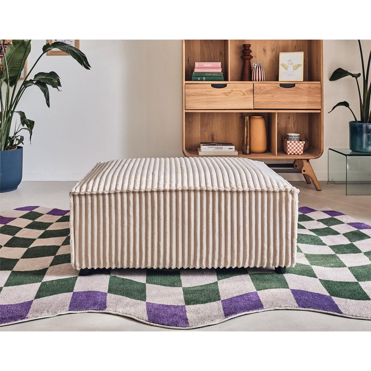 LISA DESIGN Stella - pouf - en velours côtelé grosses côtes