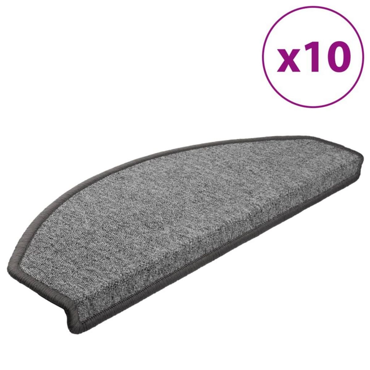 VIDAXL Tapis d'escalier 10 pcs 65x24x4 cm Gris fonce