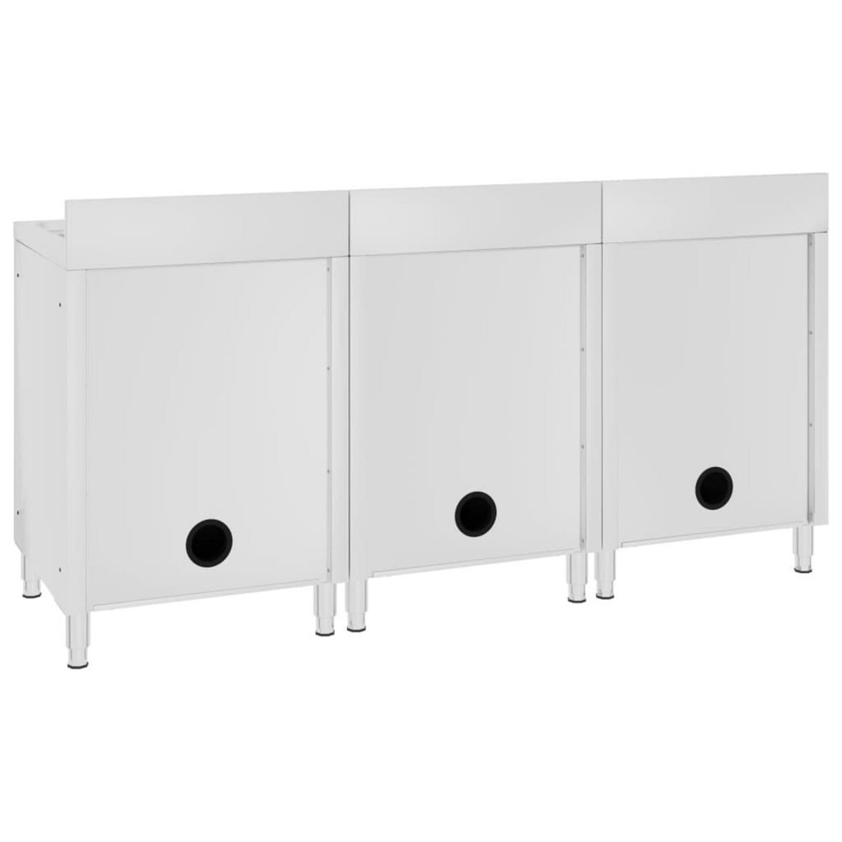 VIDAXL Eviers de cuisine commerciaux 3 pcs Acier inoxydable