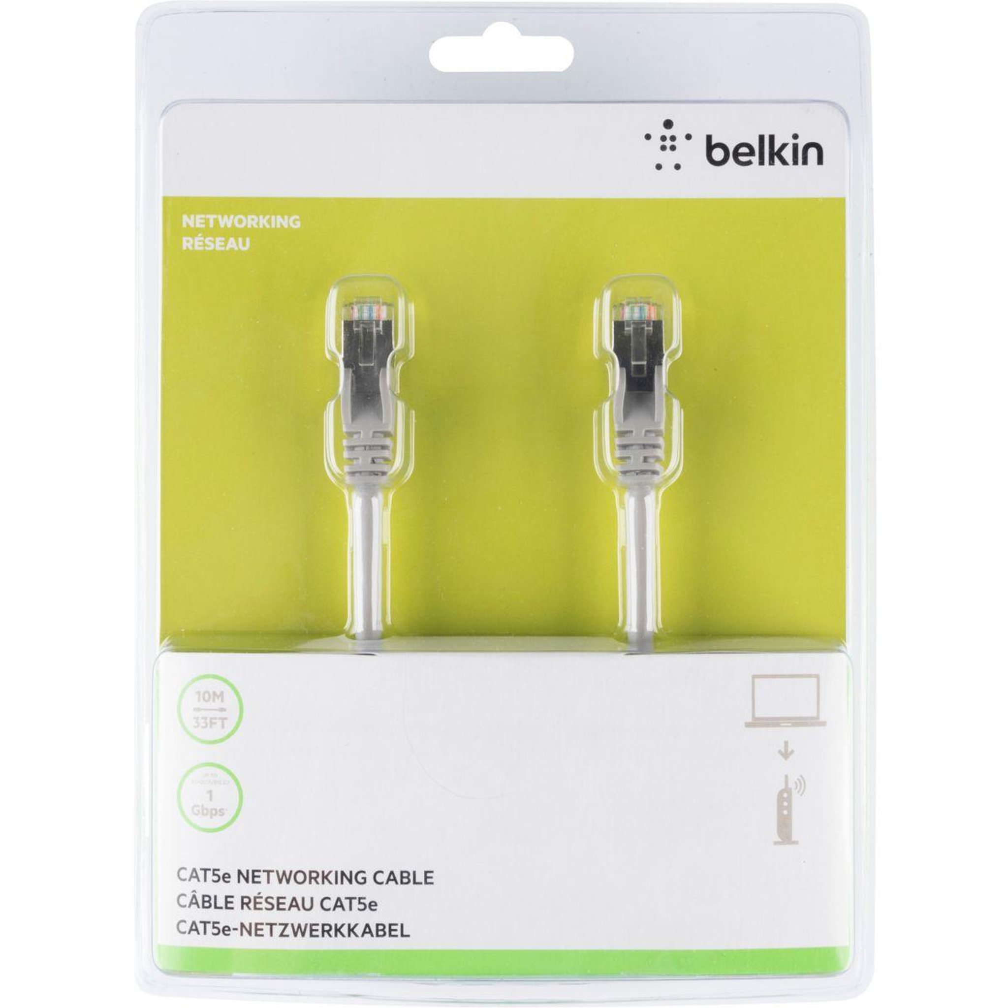 Voir la diapositive 2 : Belkin Câble ethernet rj45 1m droit cat5 stp a3l793bt10m-h-s