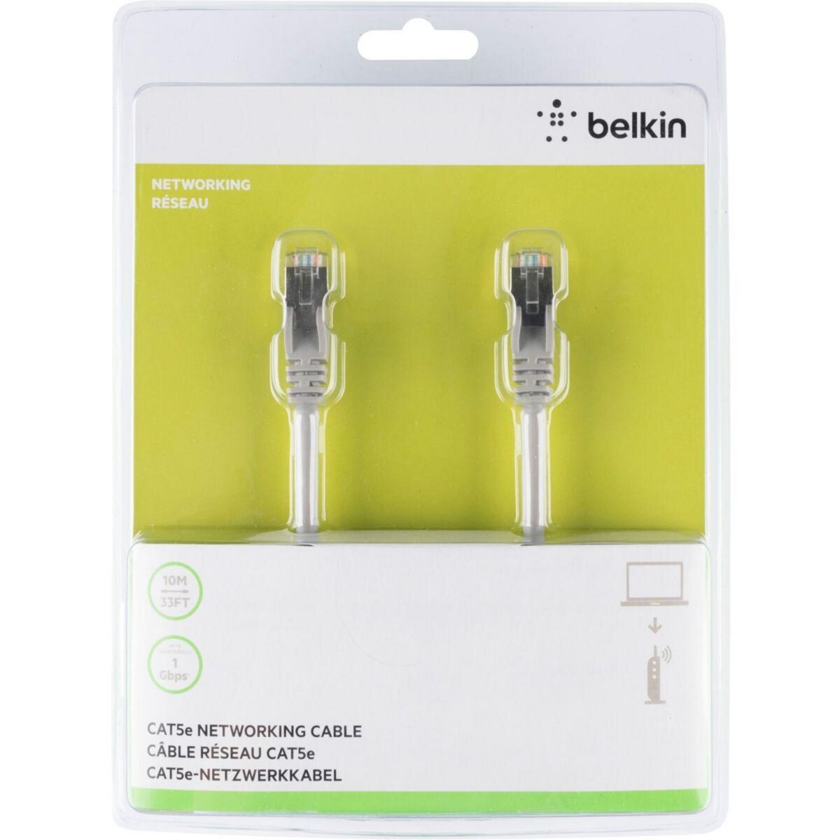 Belkin Câble Ethernet 1M Droit CAT5 STP A3L793BT10M-H-S
