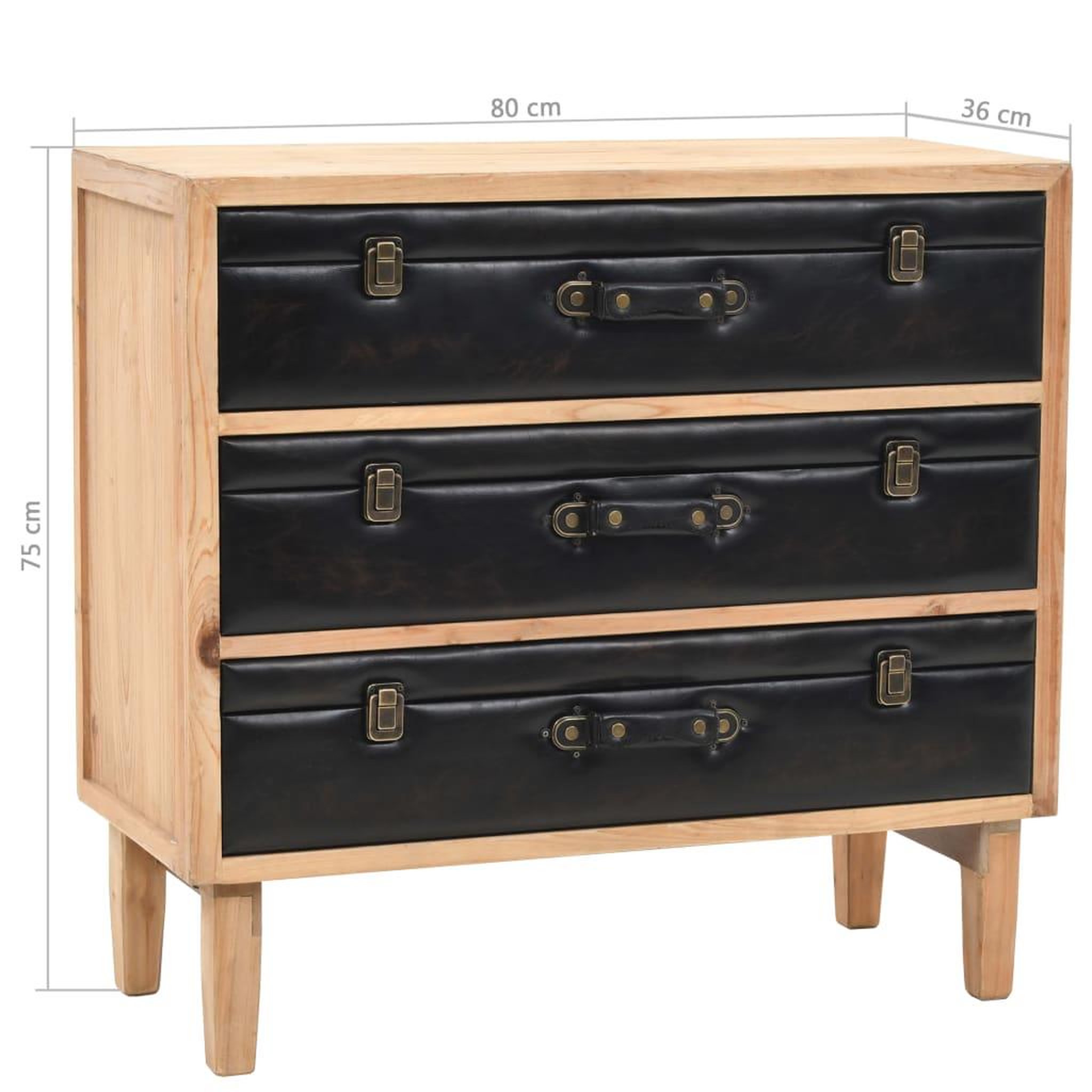 Voir la diapositive 6 : VIDAXL Armoire a tiroirs bois de sapin massif 80x36x75 cm