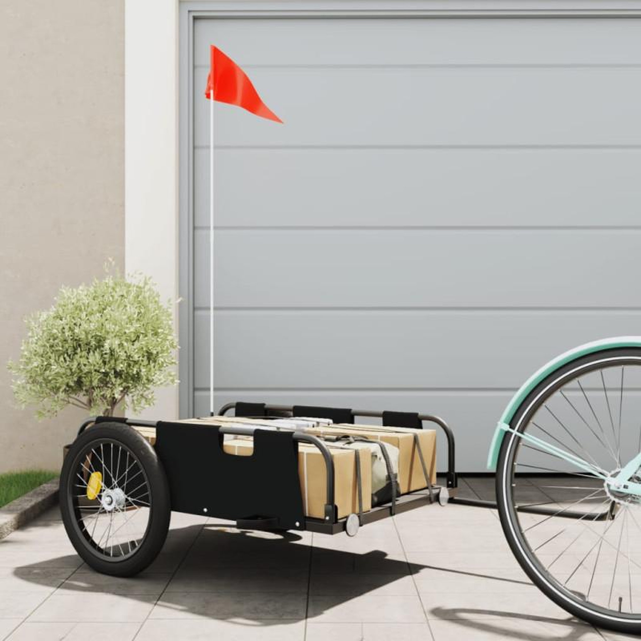 VIDAXL Remorque de vélo noir tissu oxford et fer