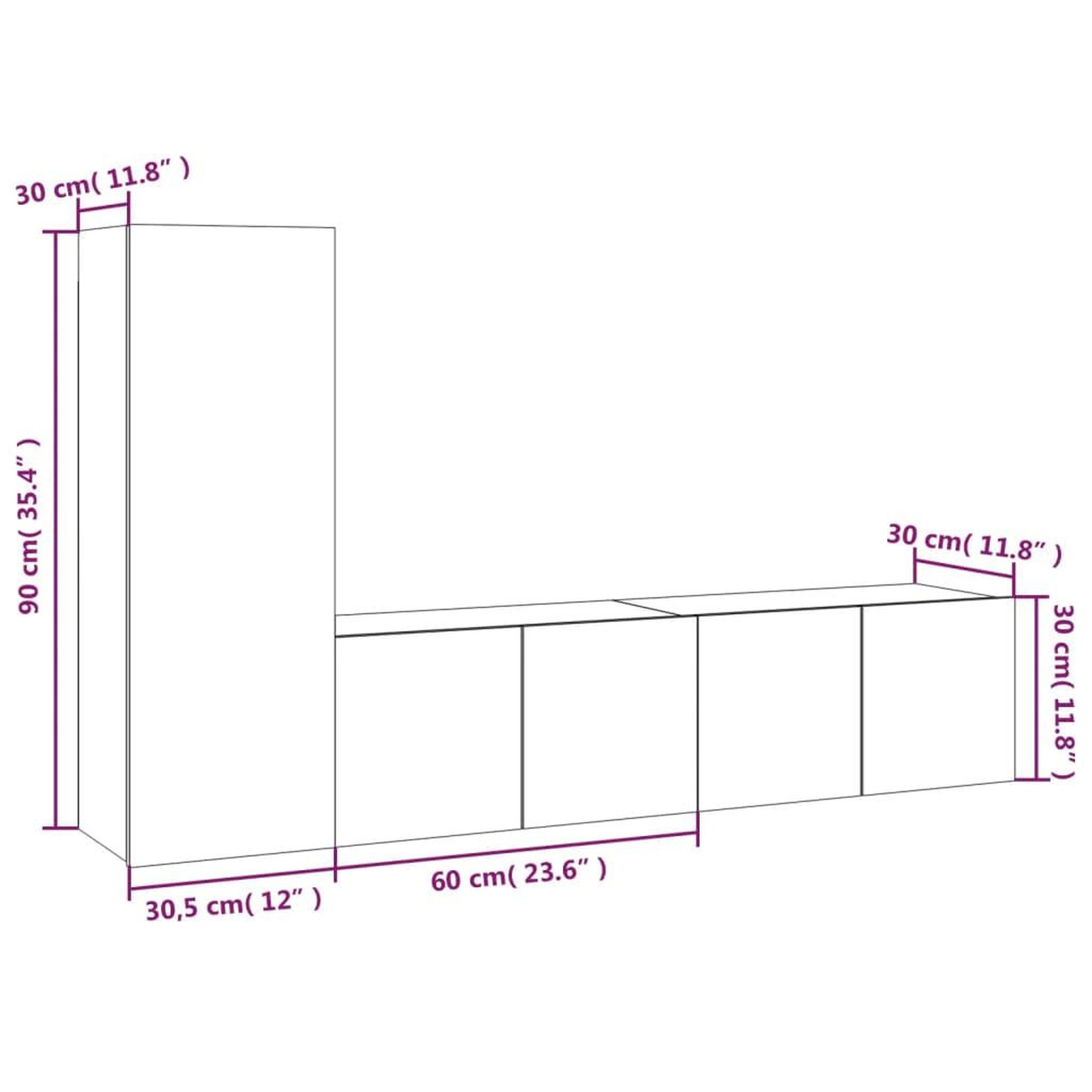 Voir la diapositive 6 : VIDAXL Ensemble de meubles TV 3 pcs Sonoma gris Bois d'ingenierie