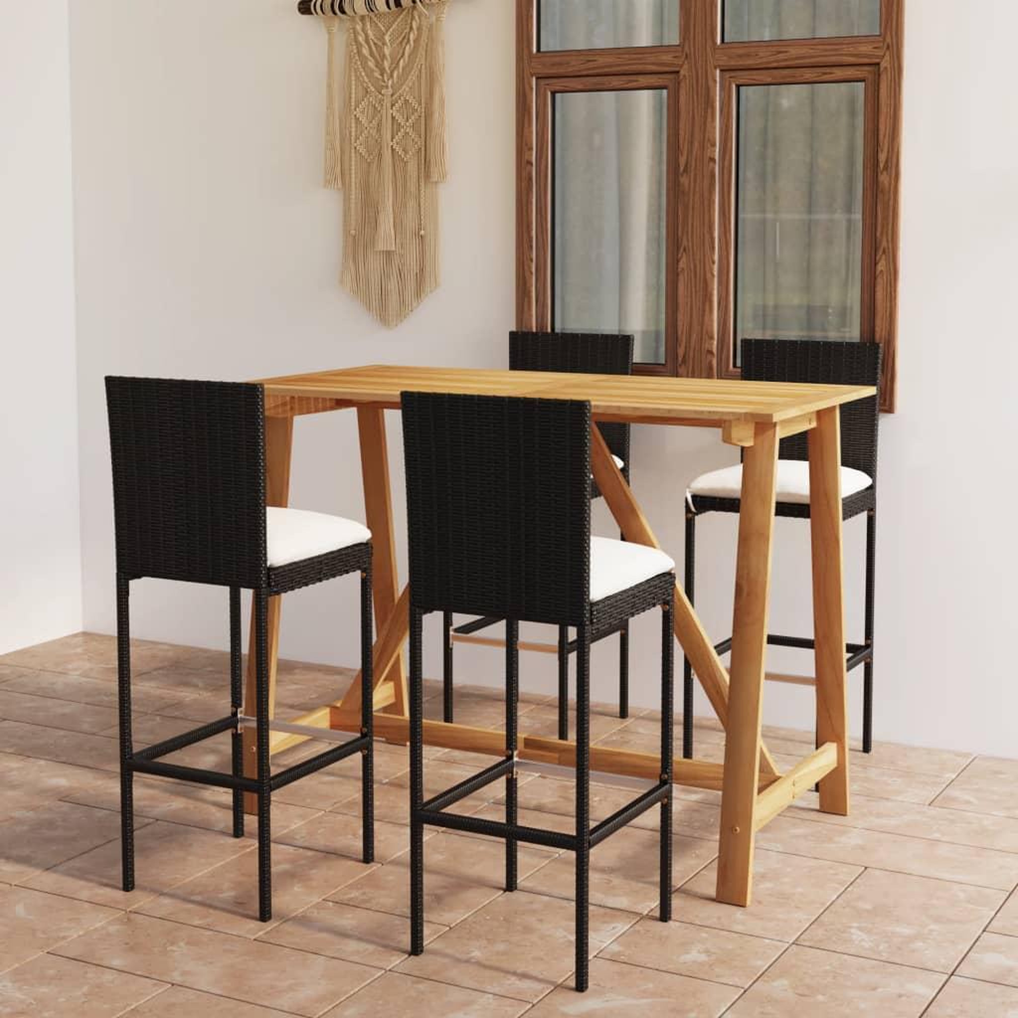 Voir la diapositive 1 : VIDAXL Ensemble de bar de jardin avec coussins 5 pcs Noir