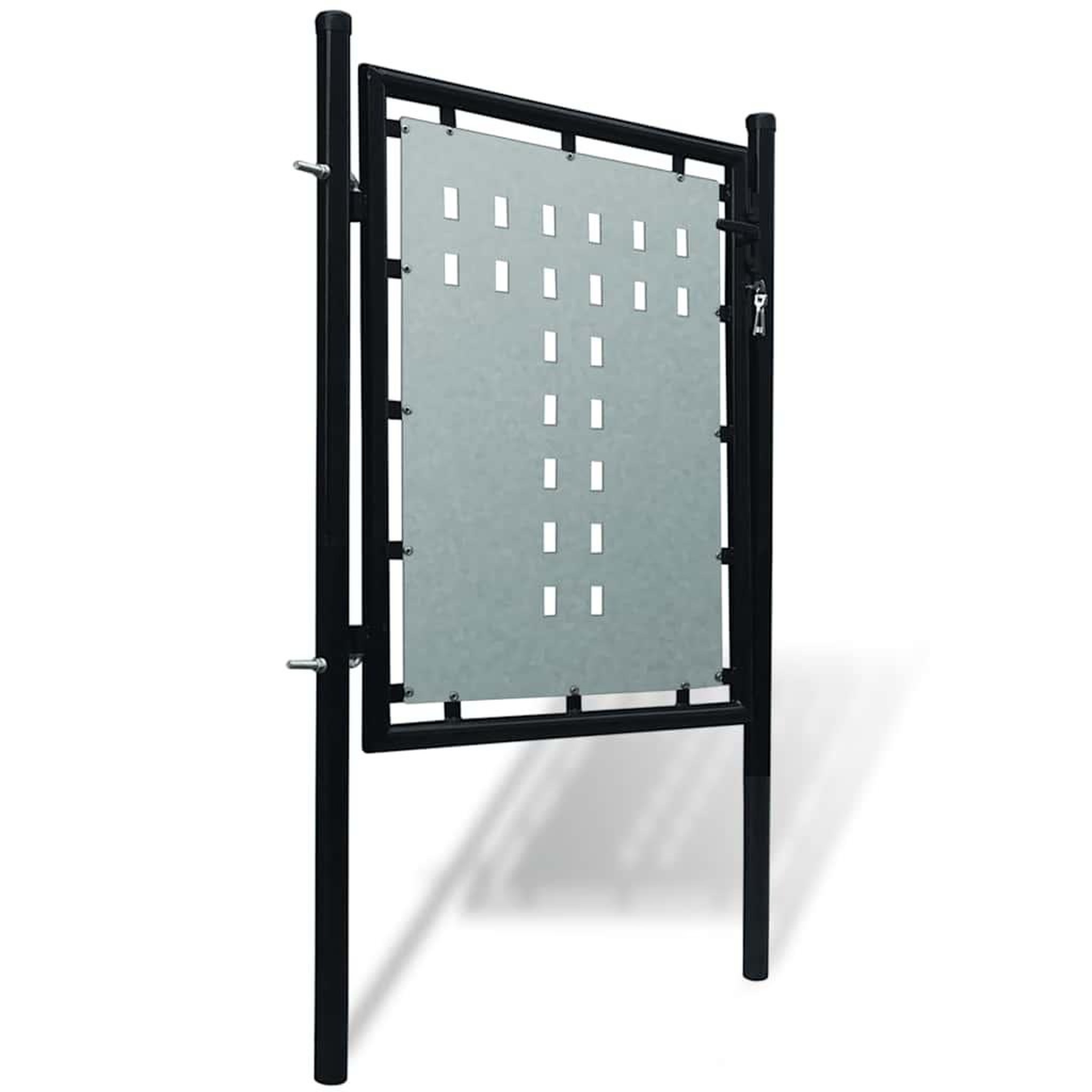 Voir la diapositive 2 : VIDAXL Portail de cloture noir a une porte 100x100 cm