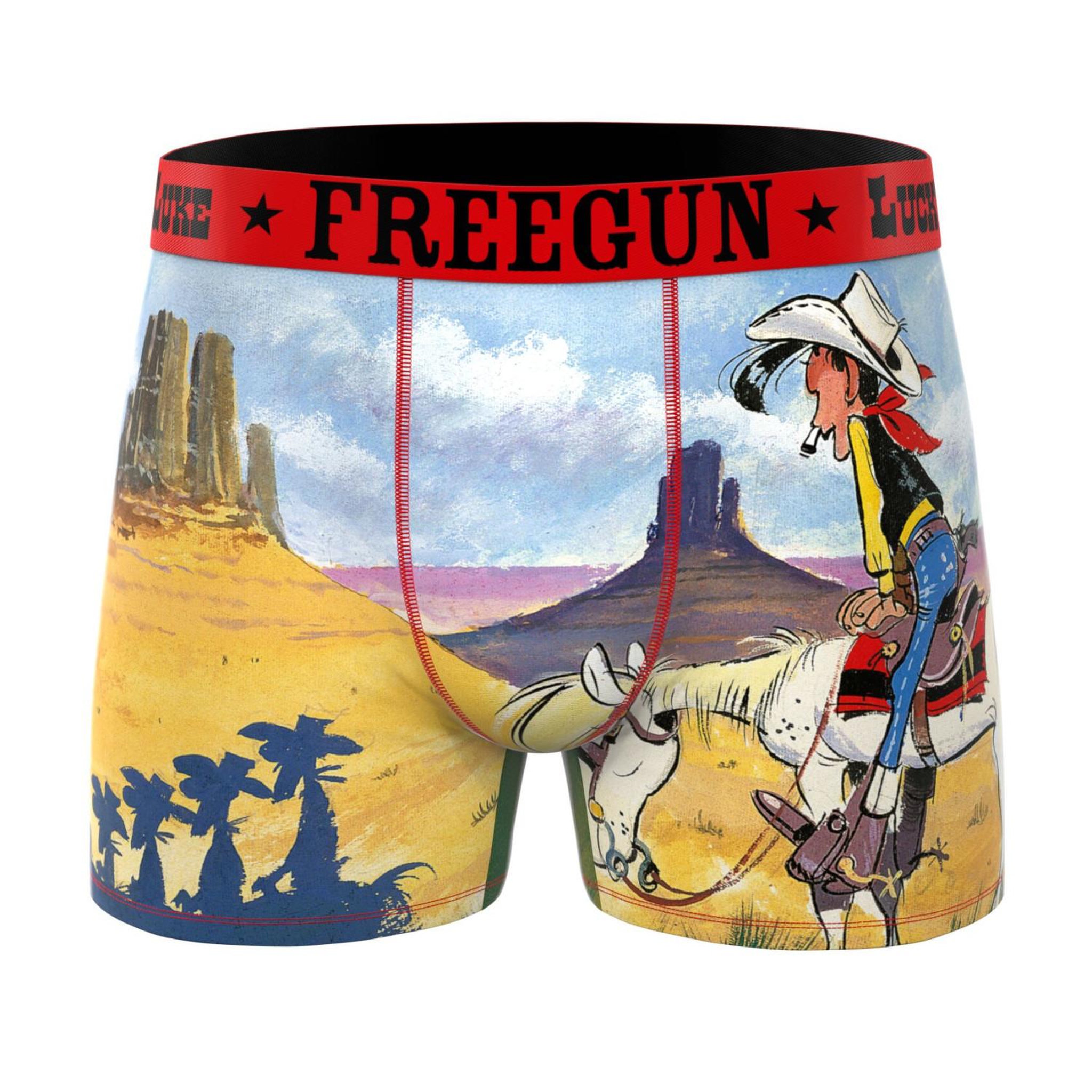 Voir la diapositive 4 : FREEGUN Lot de 3 boxers homme lucky luke