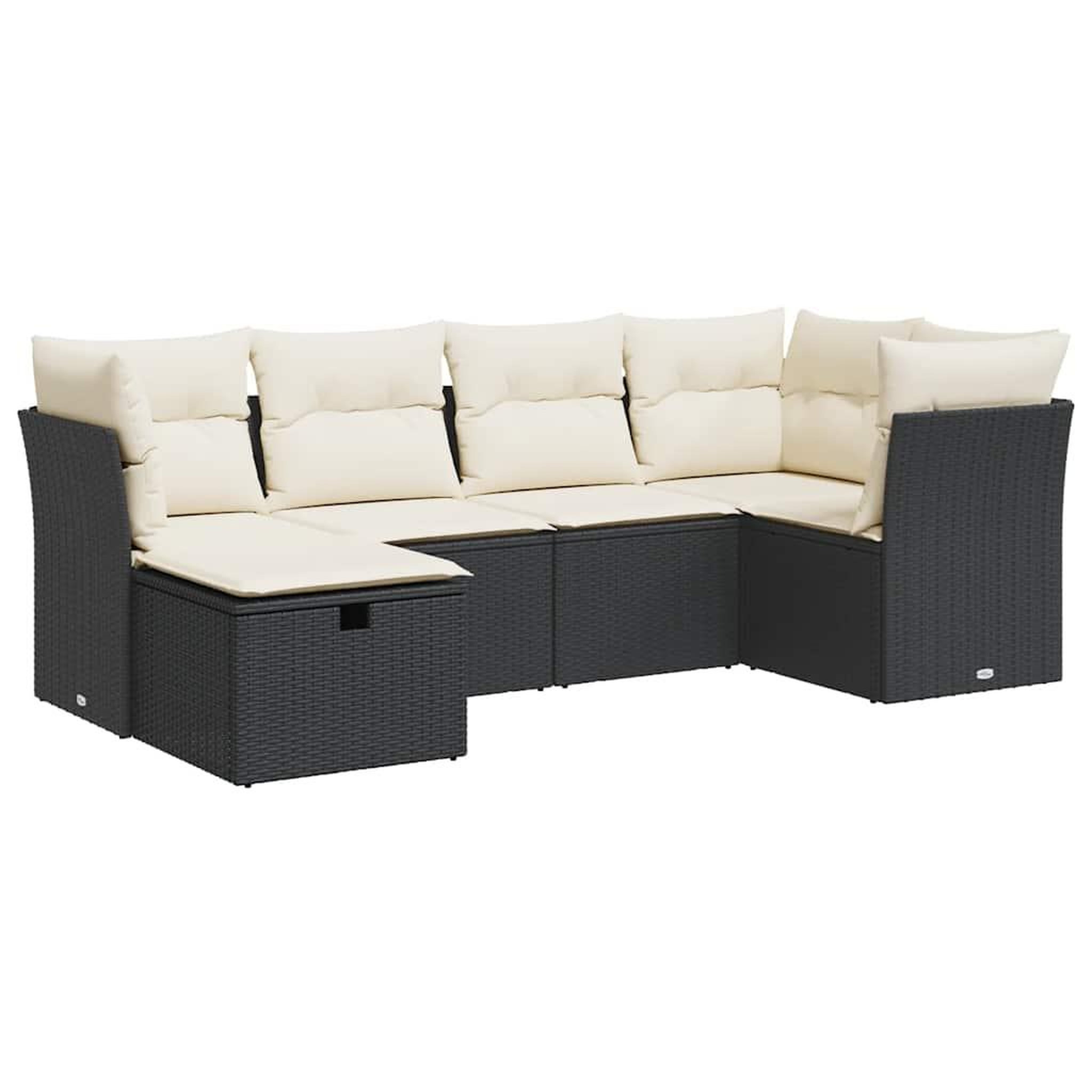 Voir la diapositive 2 : VIDAXL Salon de jardin 6 pcs avec coussins noir resine tressee