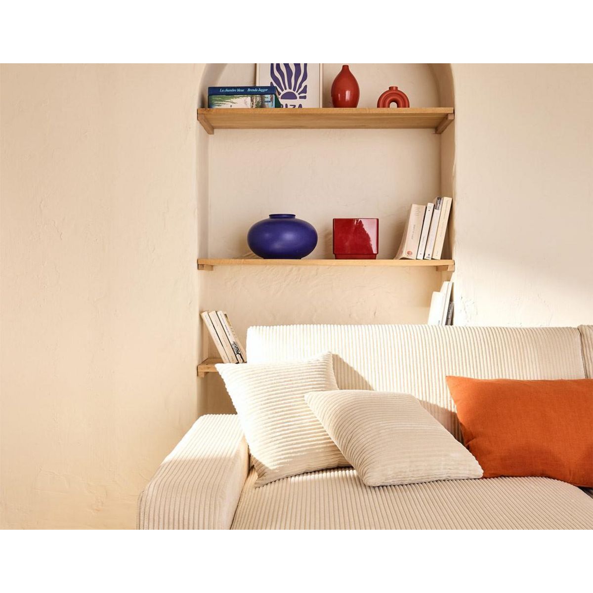 LISA DESIGN Pivoine - canapé panoramique en u - 7 places - convertible avec coffre - en velours côtelé