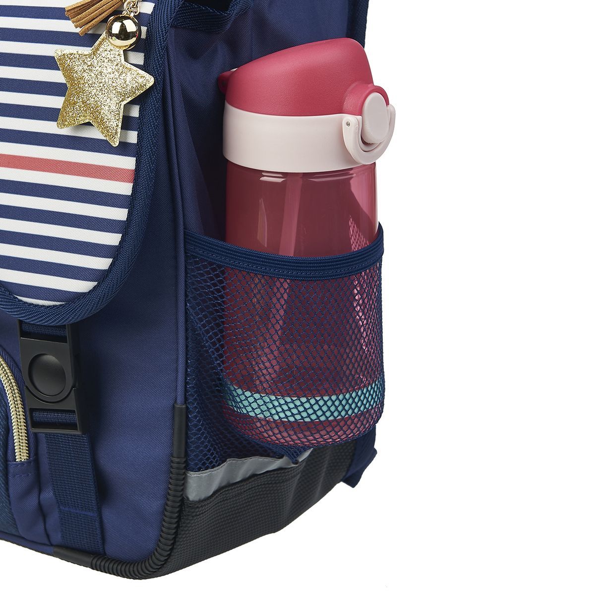 AUCHAN Cartable 38 cm CP/CE1/CE2 bleu à rayures Paris