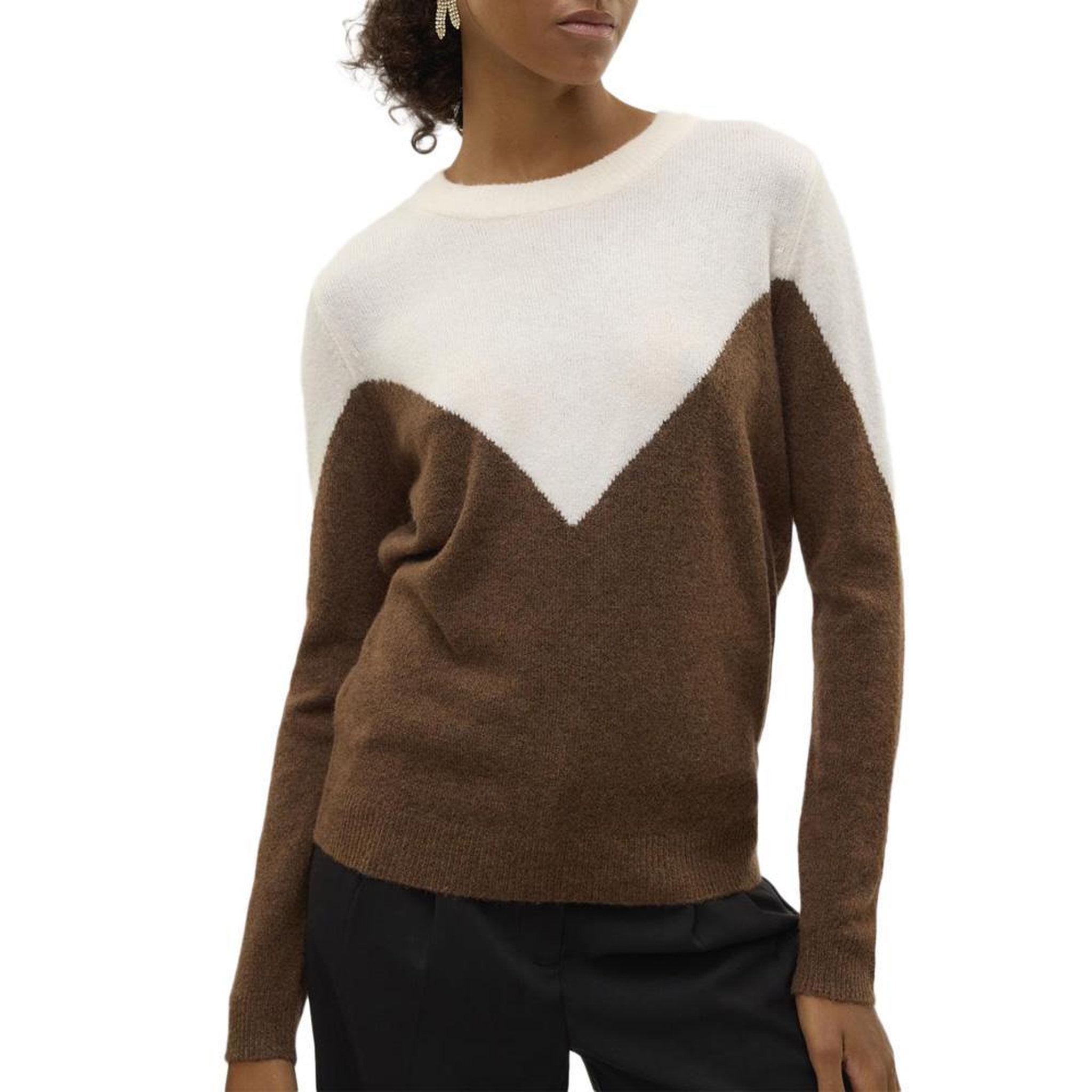 Vero Moda Pull Marron/Blanc Femme Vero Moda Plaza. Coloris disponibles : Marron