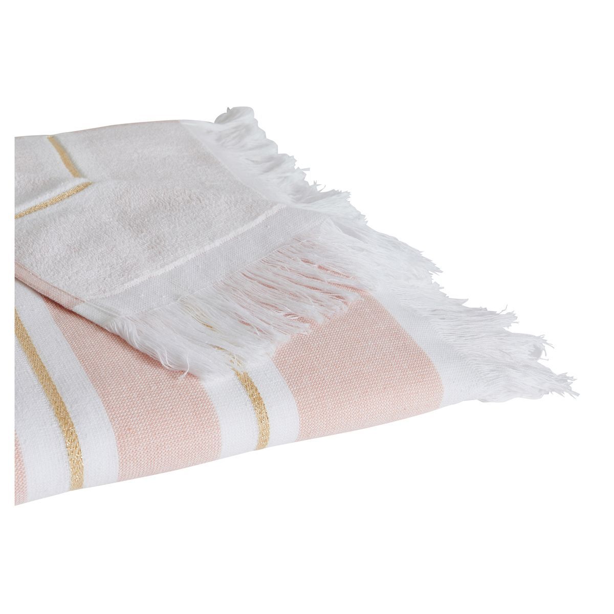ACTUEL Foutah de plage en coton 400g/m²  finition frange motifs rayures