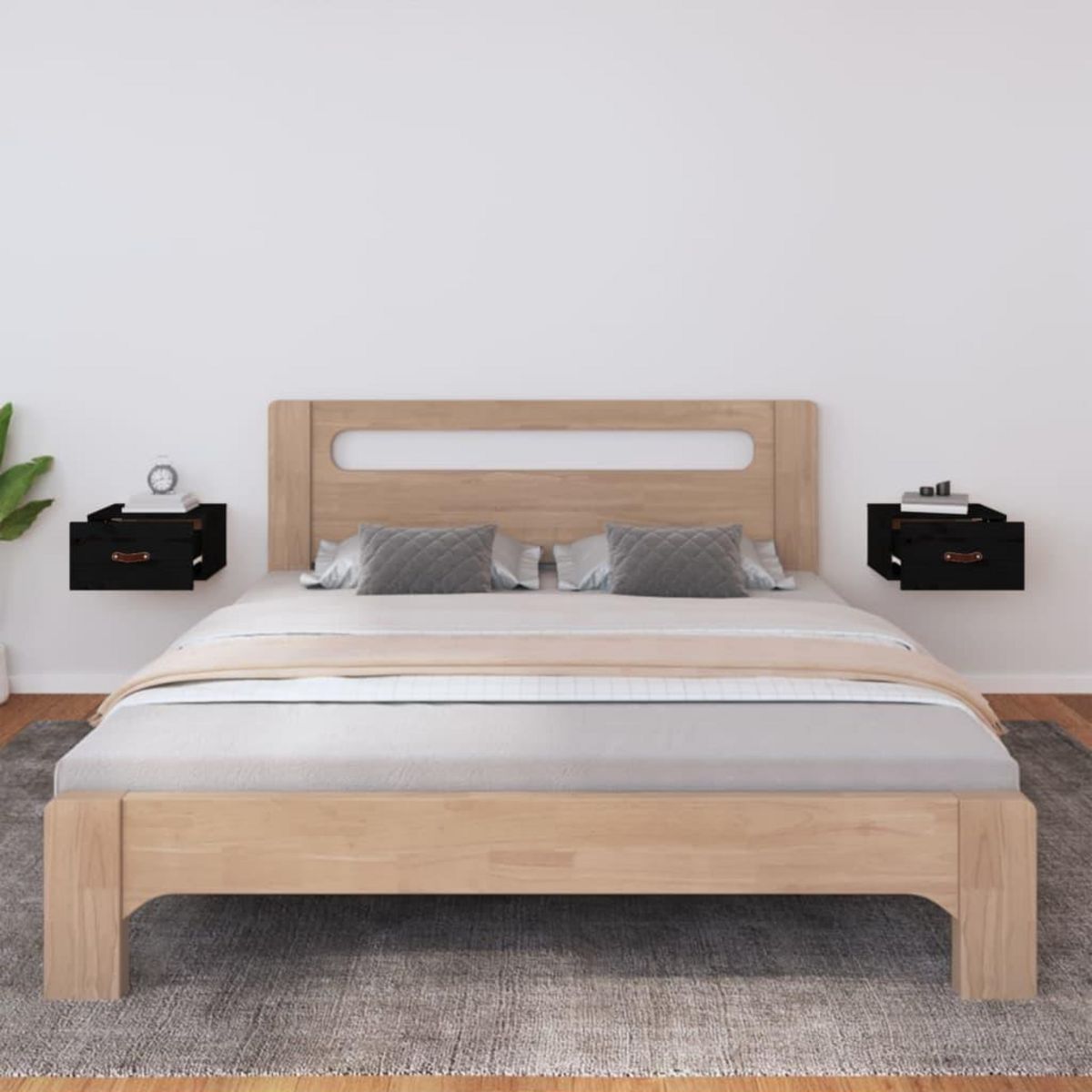 VIDAXL Tables de chevet murales 2 pcs Noir 40x29,5x22 cm