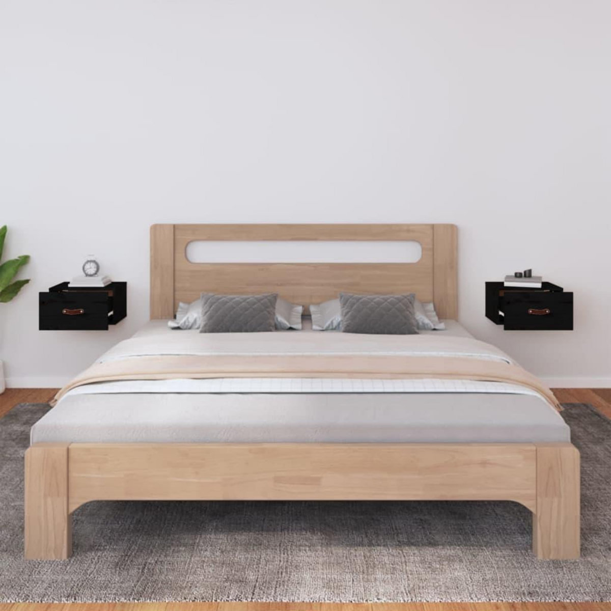 VIDAXL Tables de chevet murales 2 pcs Noir 40x29,5x22 cm