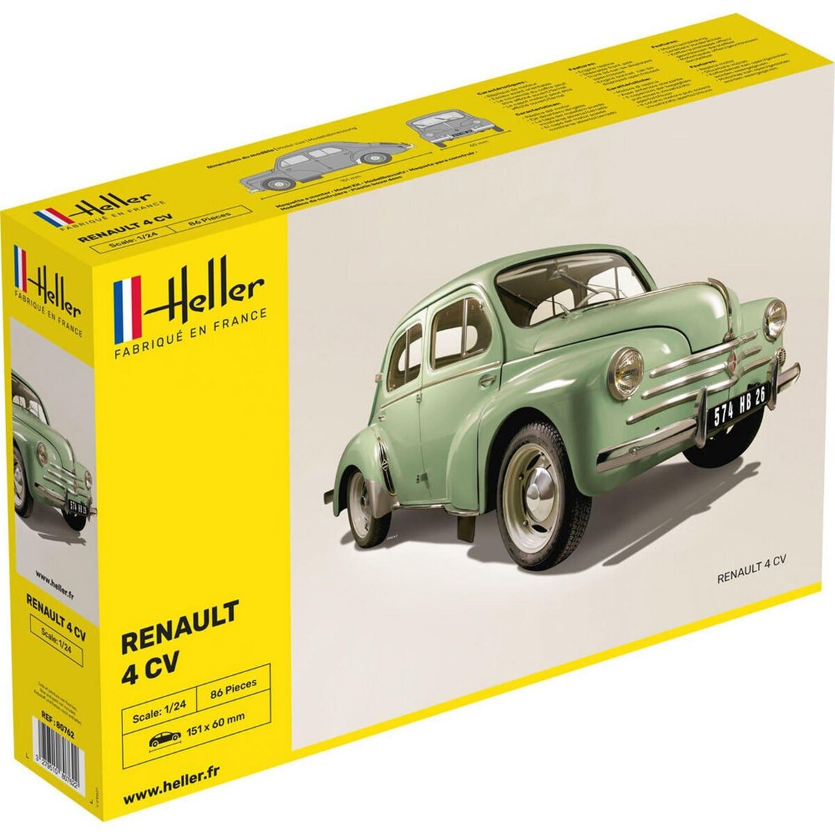 Heller Maquette voiture : Renault 4 CV verte