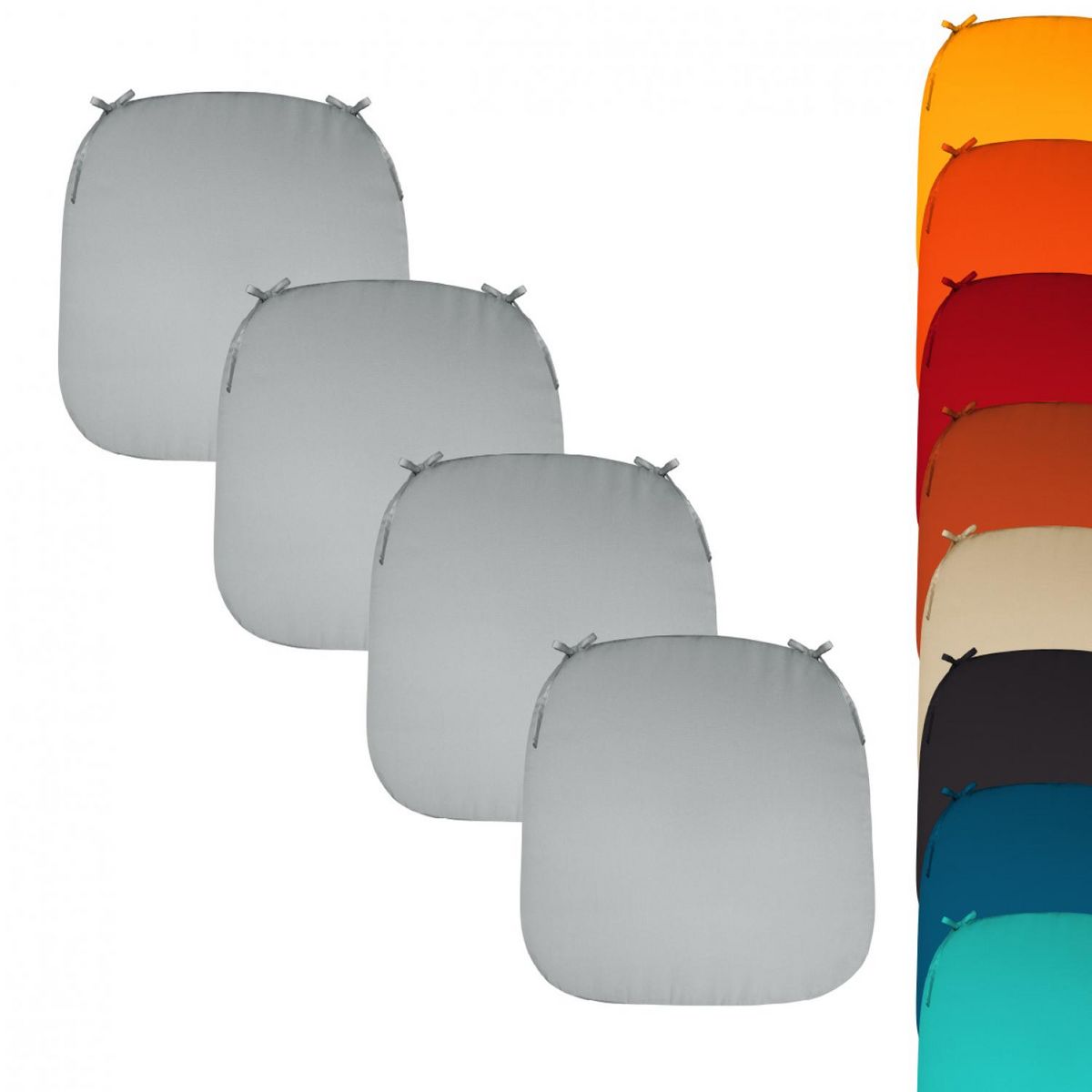 Lot De 4 Galettes Déhoussables Pour Chaise – Tissu Oxford Imperméable, Mousse Dense – Plusieurs Coloris - 4