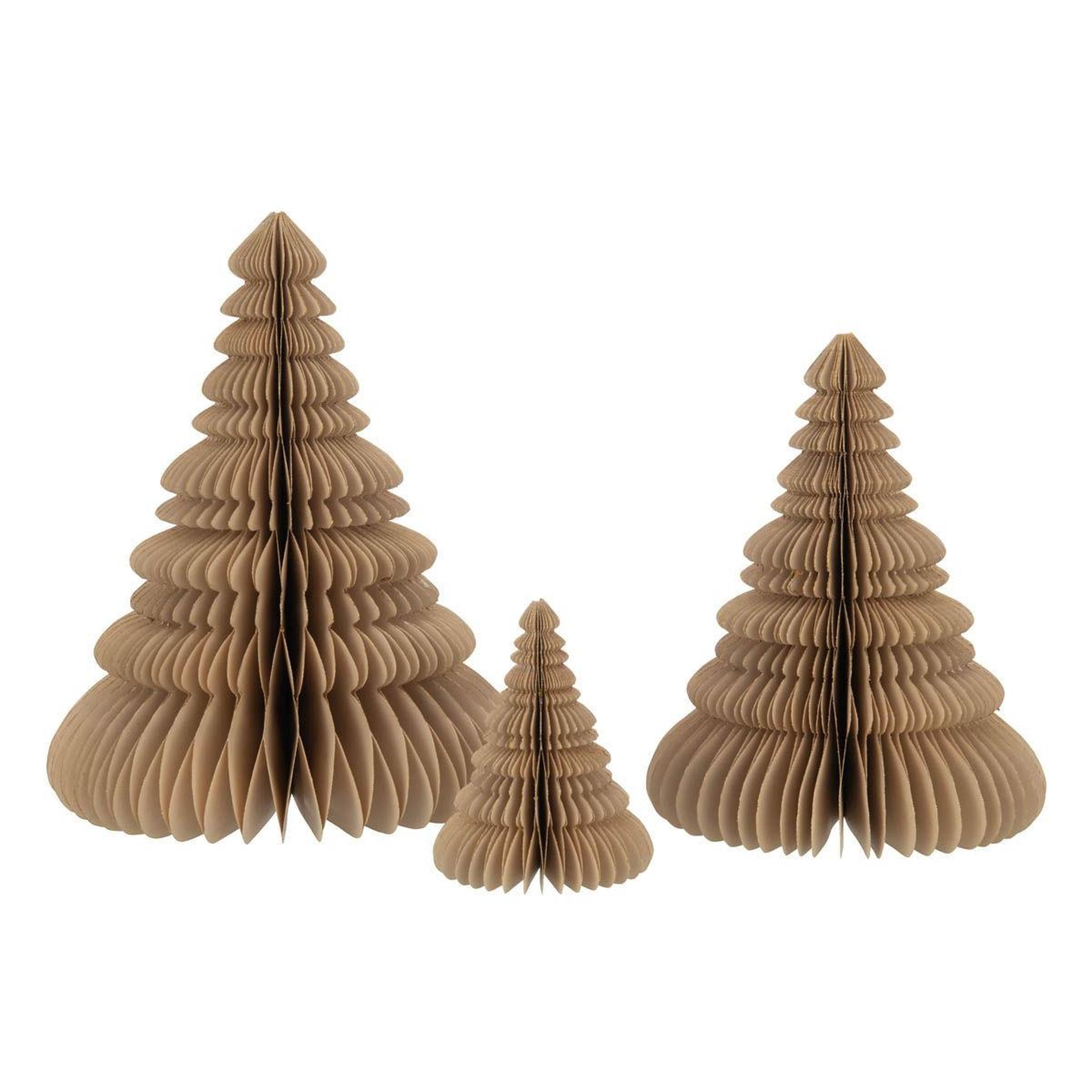Voir la diapositive 2 : J-LINE Sapin de noël à poser en papier  pliant  30cm beige