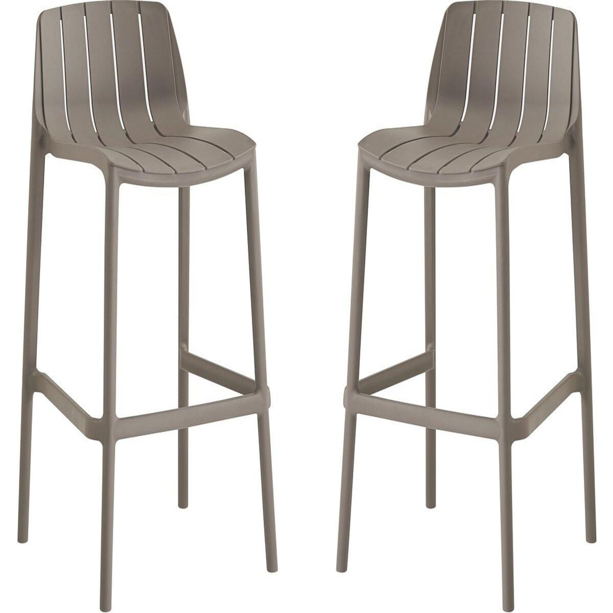 Habitat et Jardin Lot de 2 chaises hautes de jardin empilable  Vaena  - Taupe