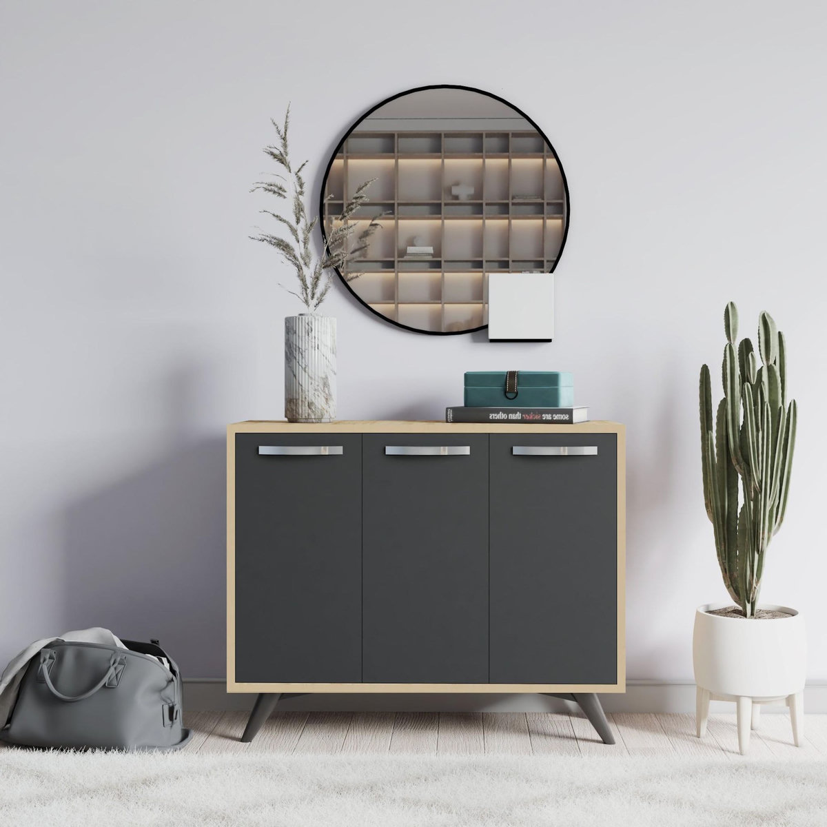 Habitat et Jardin Buffet en bois  Piffa  - 100 x 35 x 82 cm - Gris anthracite